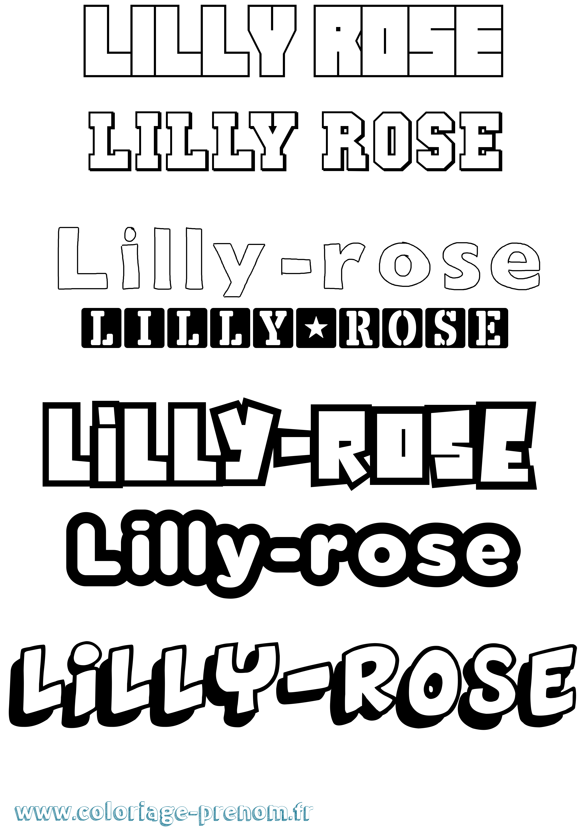 Coloriage Lilly-Rose Simple Coloriage prénom Lilly-Rose Simple
