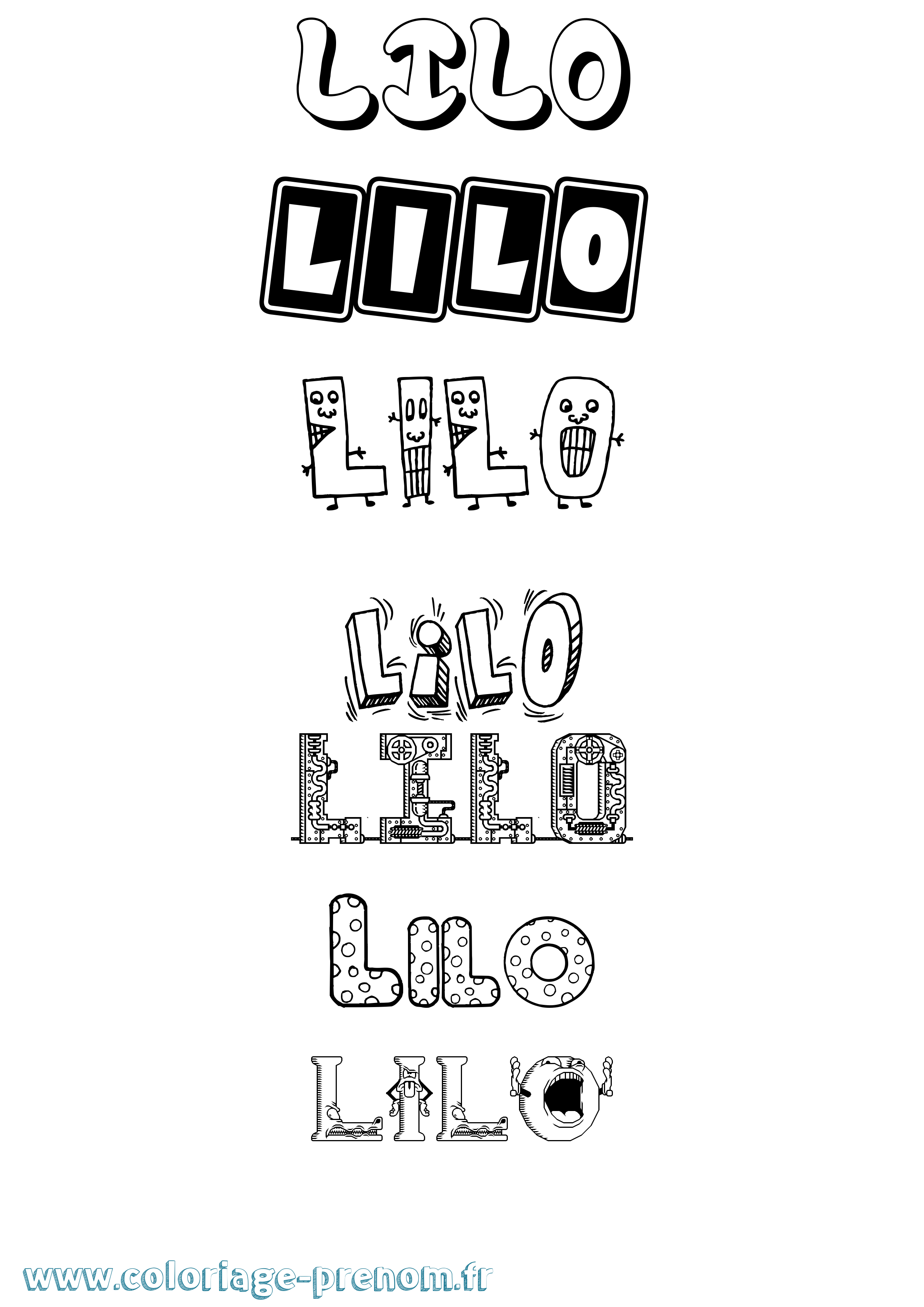 Coloriage prénom Lilo Fun