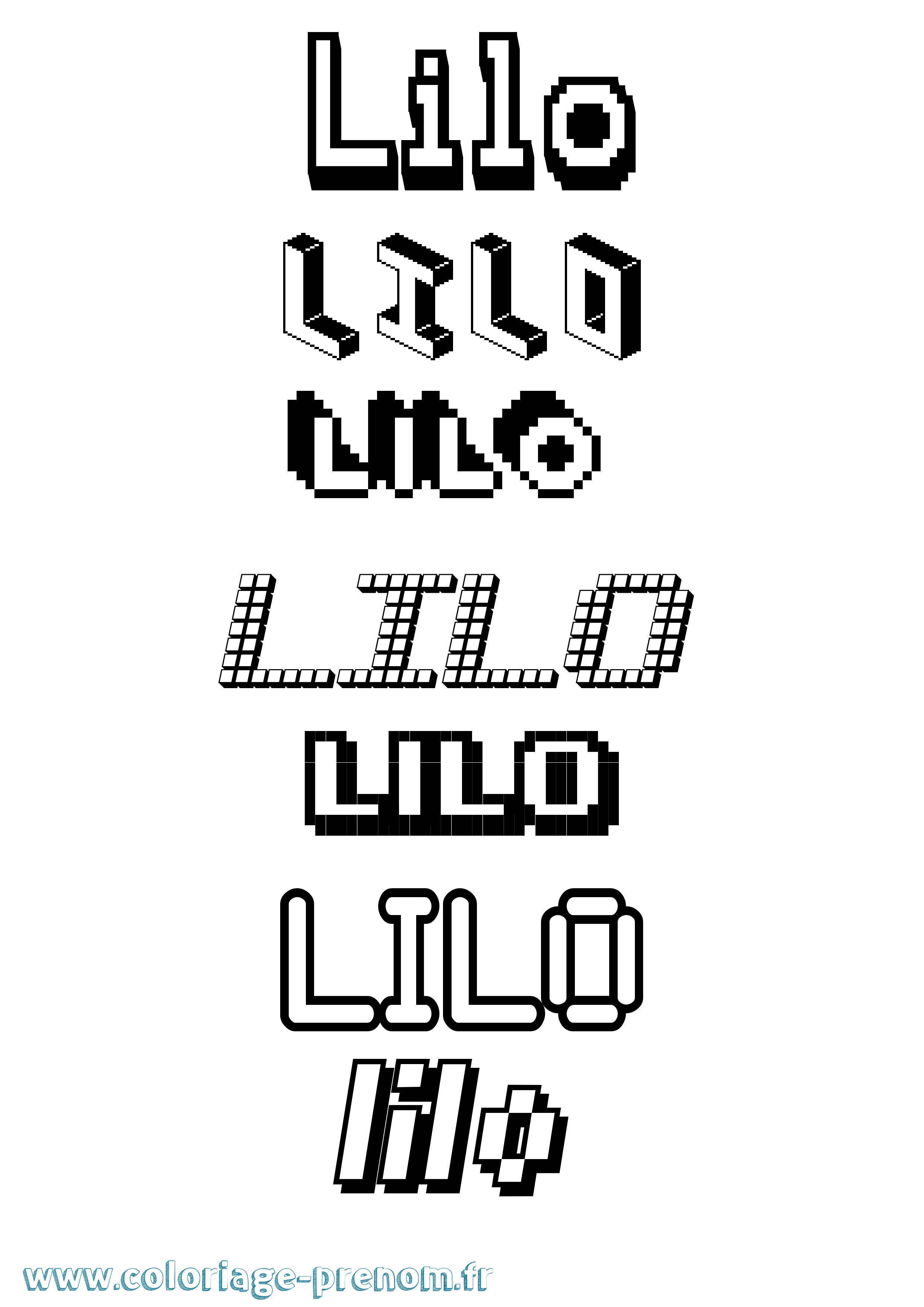 Coloriage prénom Lilo Pixel