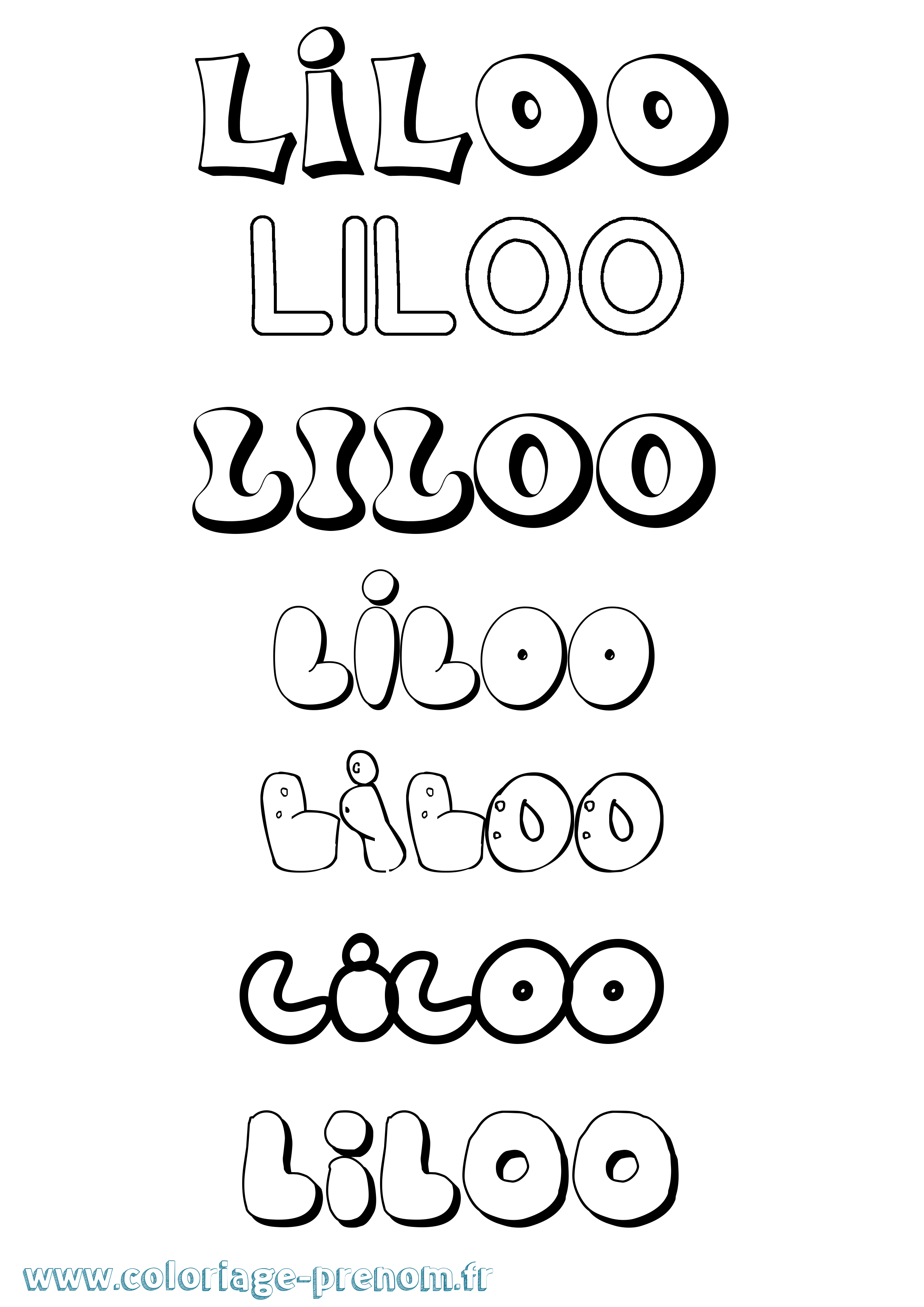 Coloriage prénom Liloo Bubble