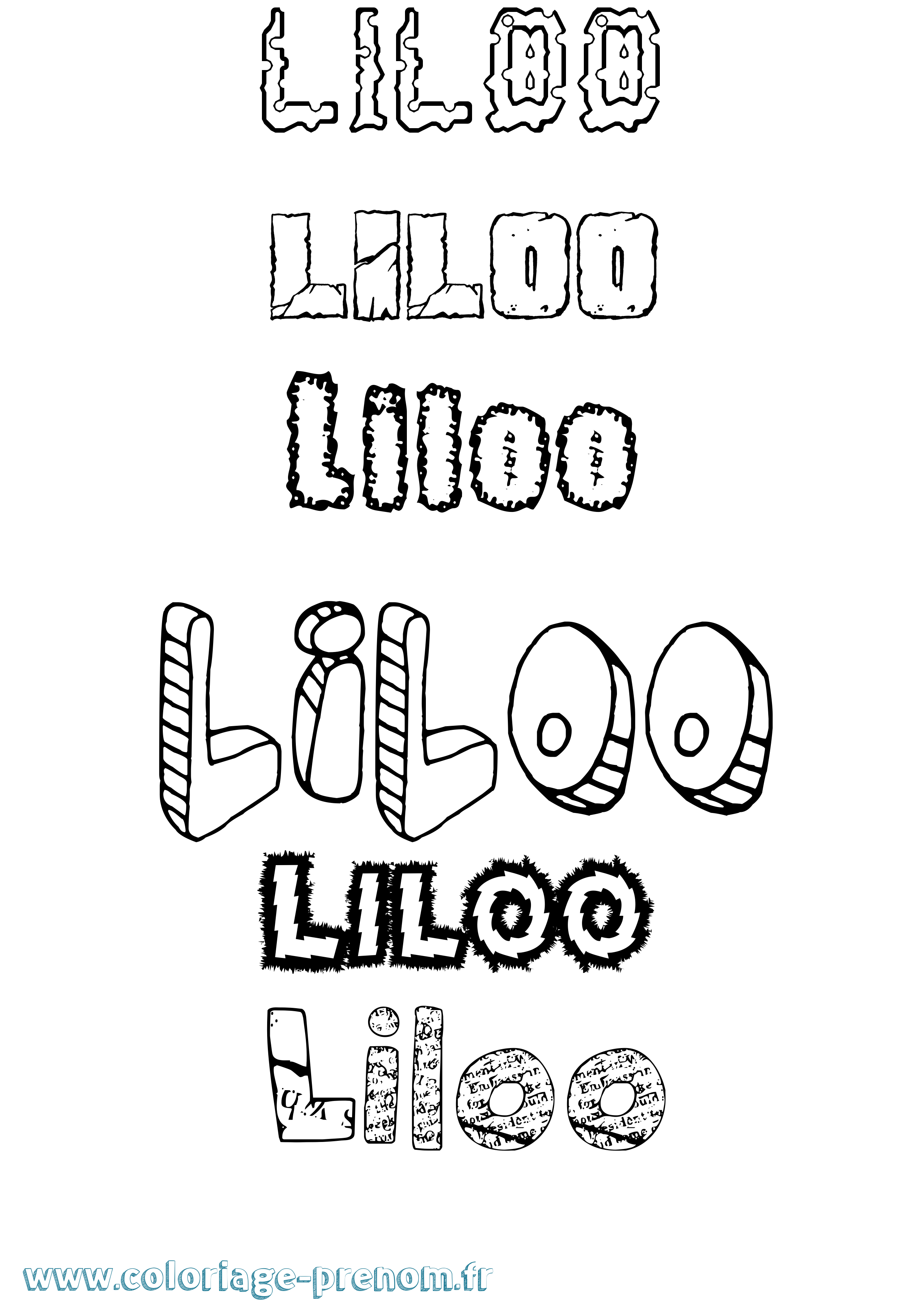 Coloriage prénom Liloo Destructuré
