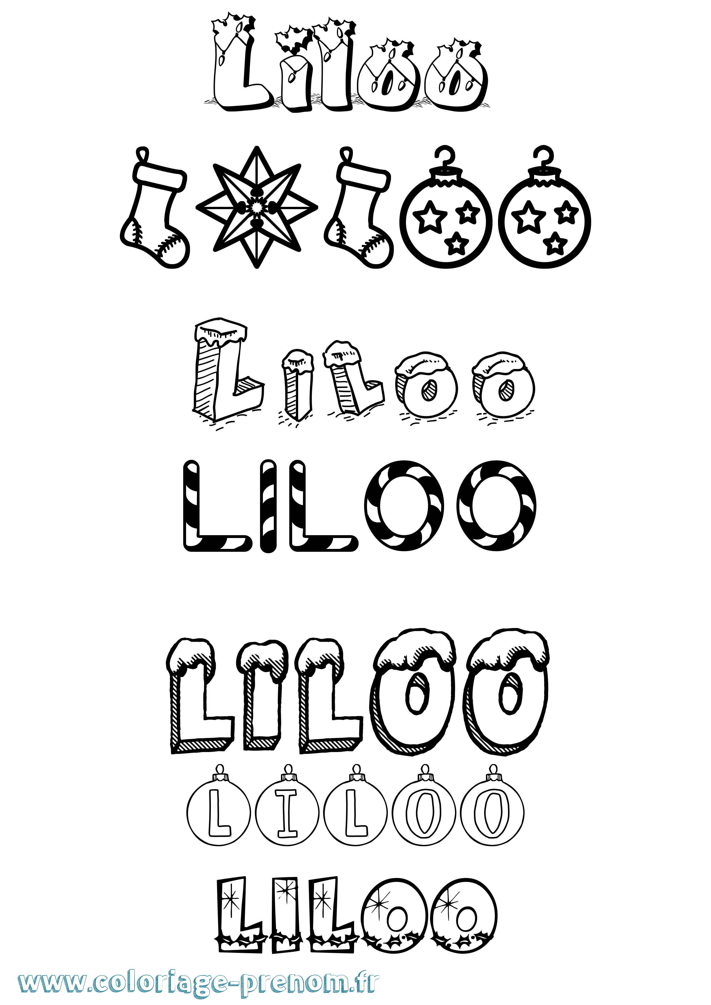 Coloriage prénom Liloo Noël