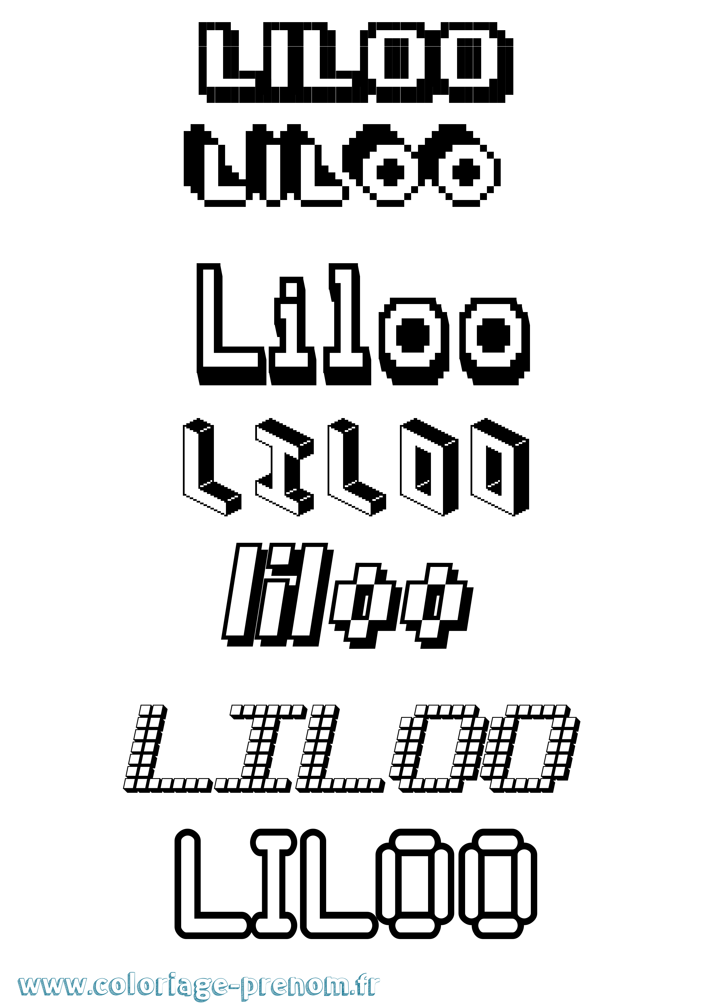 Coloriage prénom Liloo Pixel