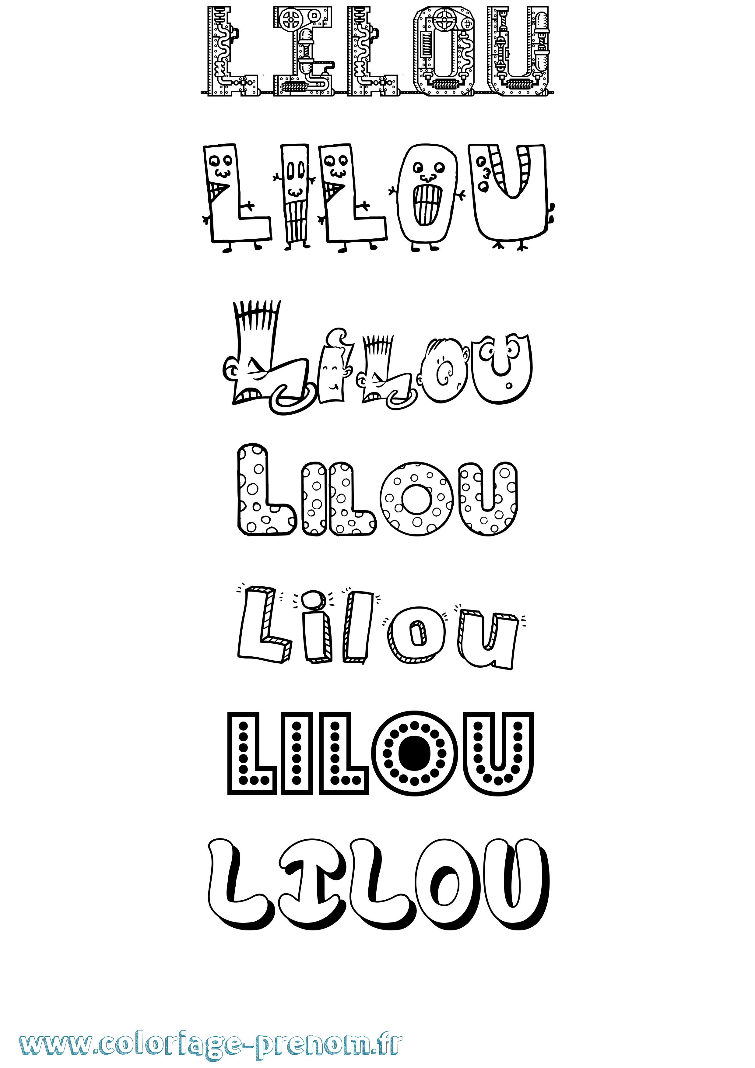 Coloriage prénom Lilou Fun