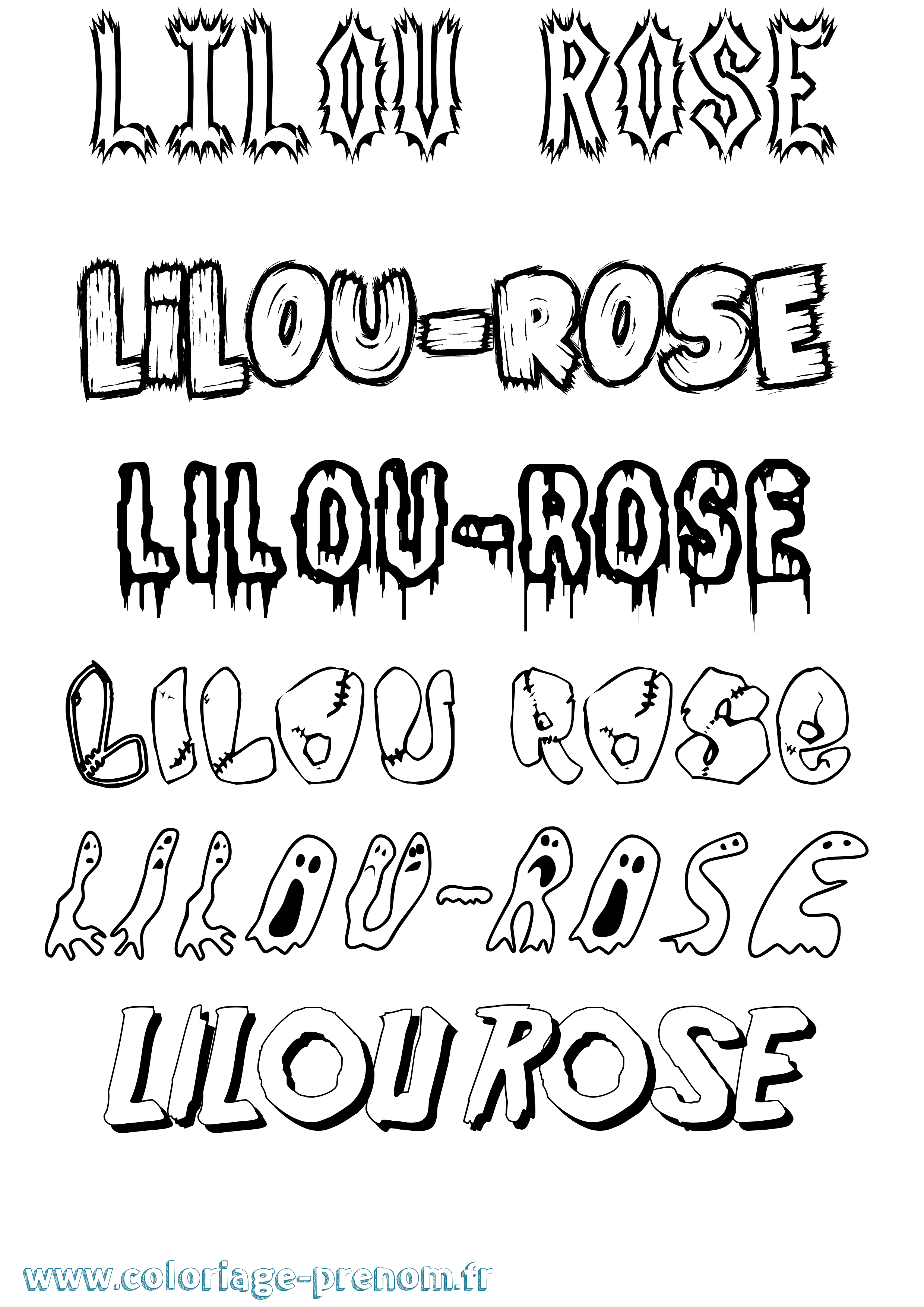 Coloriage prénom Lilou-Rose Frisson