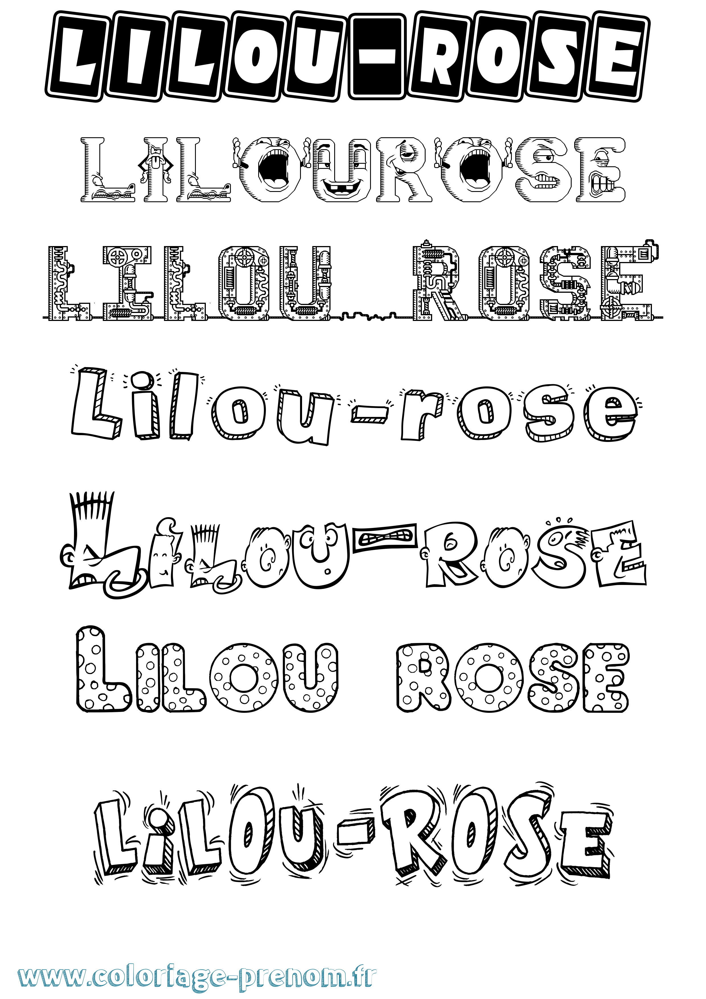 Coloriage prénom Lilou-Rose Fun
