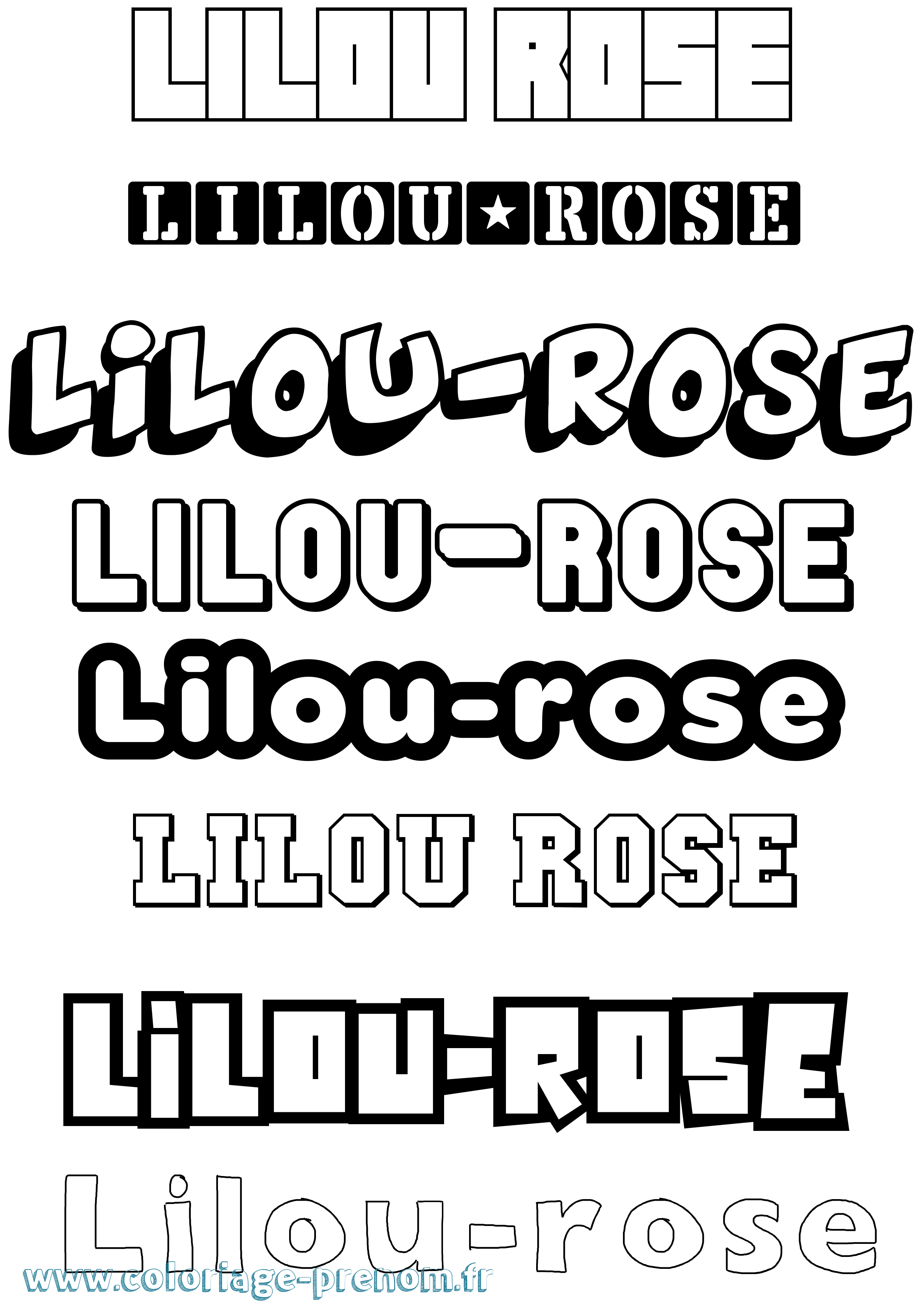 Coloriage prénom Lilou-Rose Simple