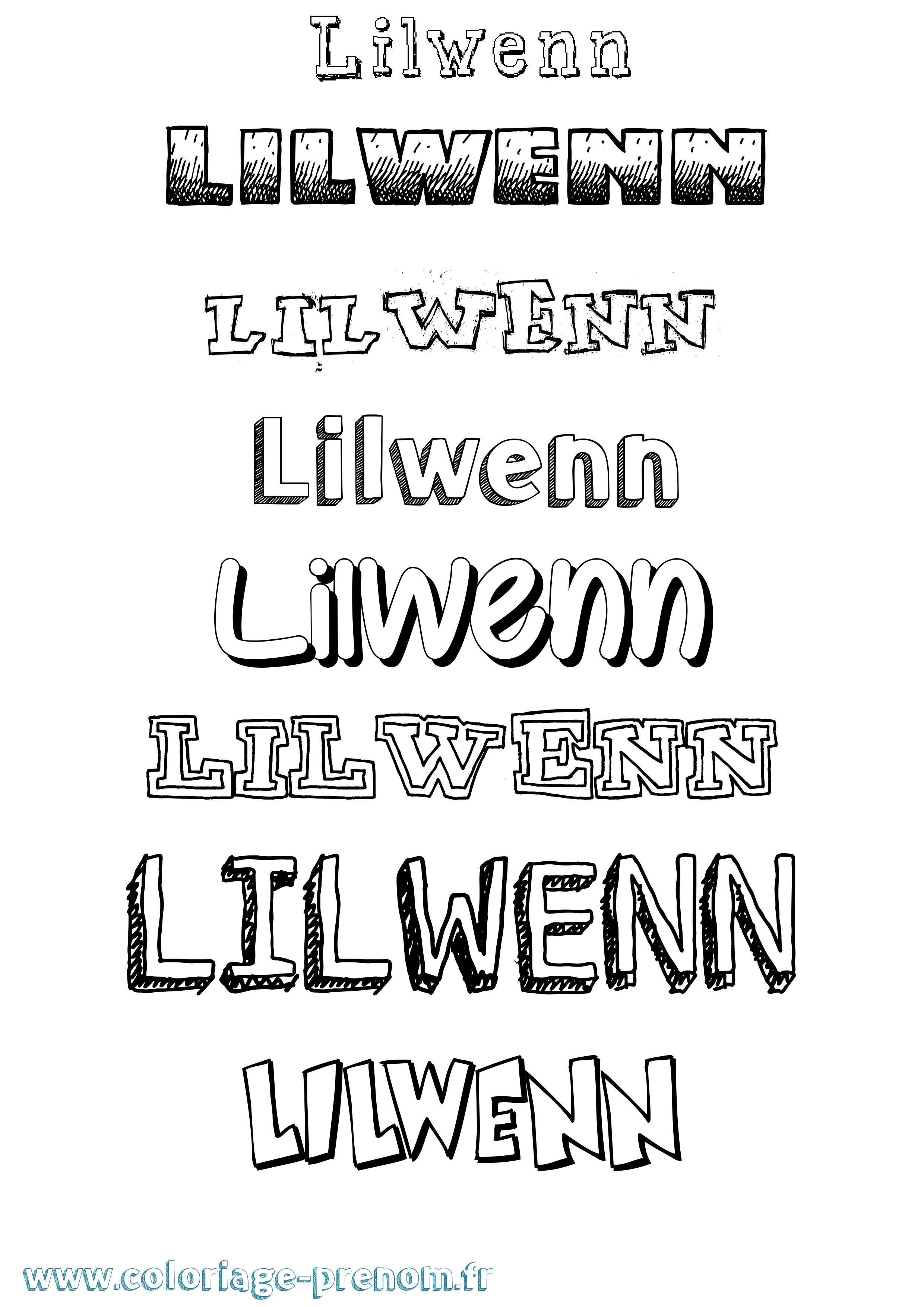 Coloriage prénom Lilwenn Dessiné