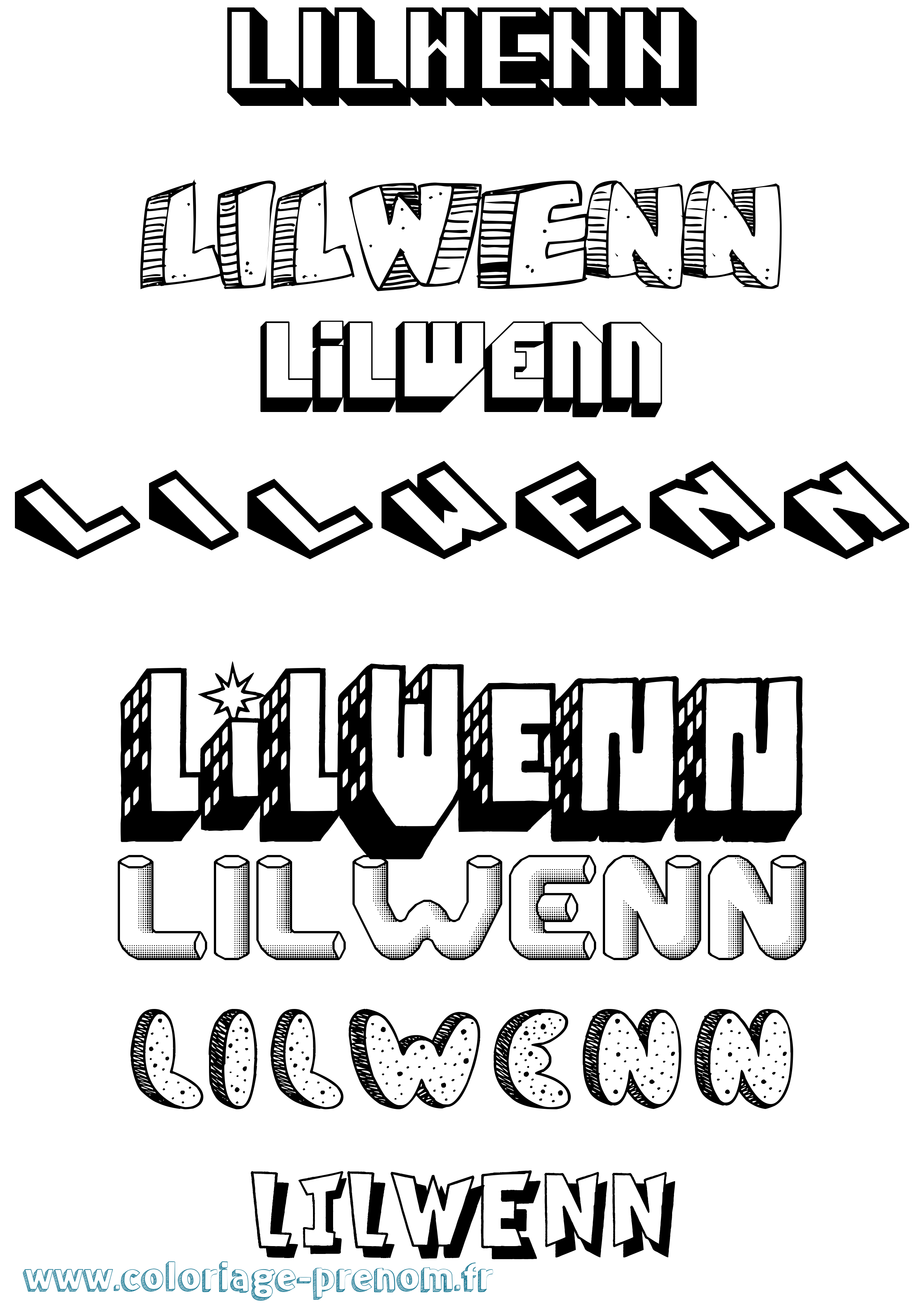 Coloriage prénom Lilwenn Effet 3D