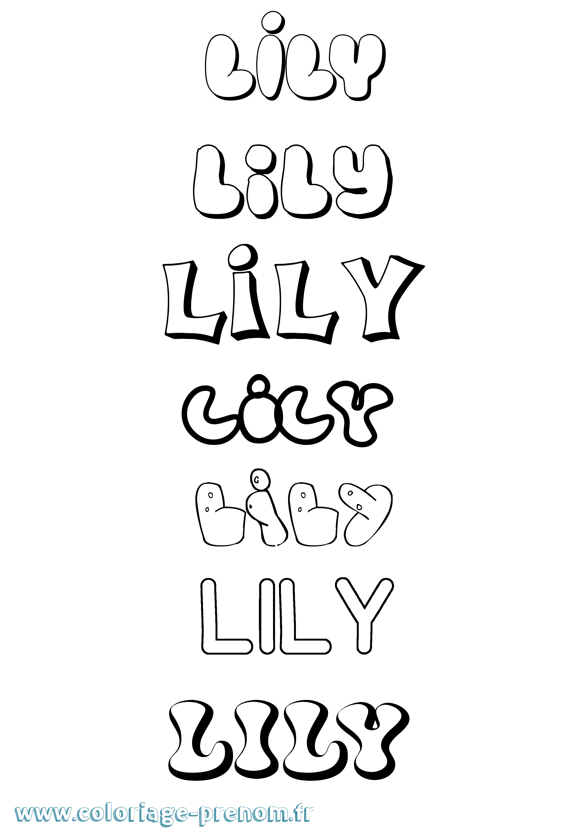 Coloriage prénom Lily Bubble