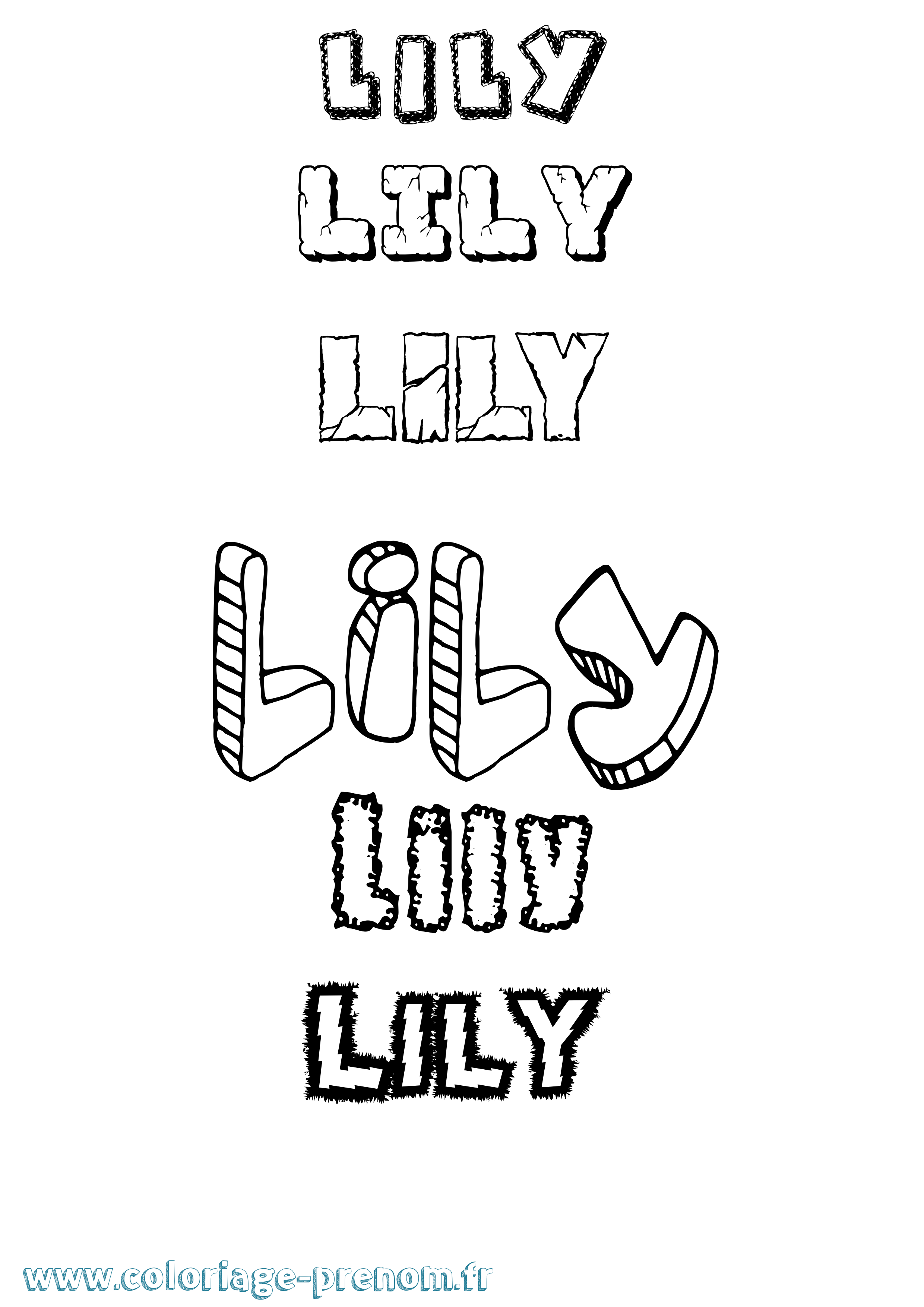 Coloriage prénom Lily Destructuré