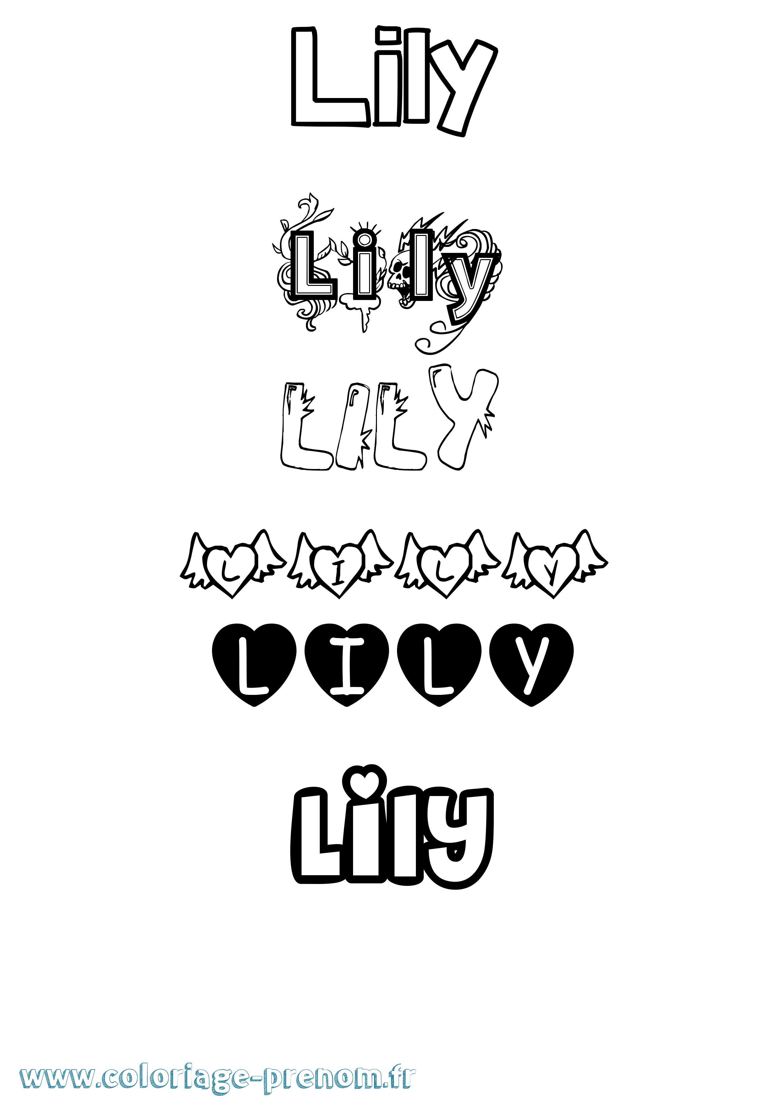 Coloriage prénom Lily Girly