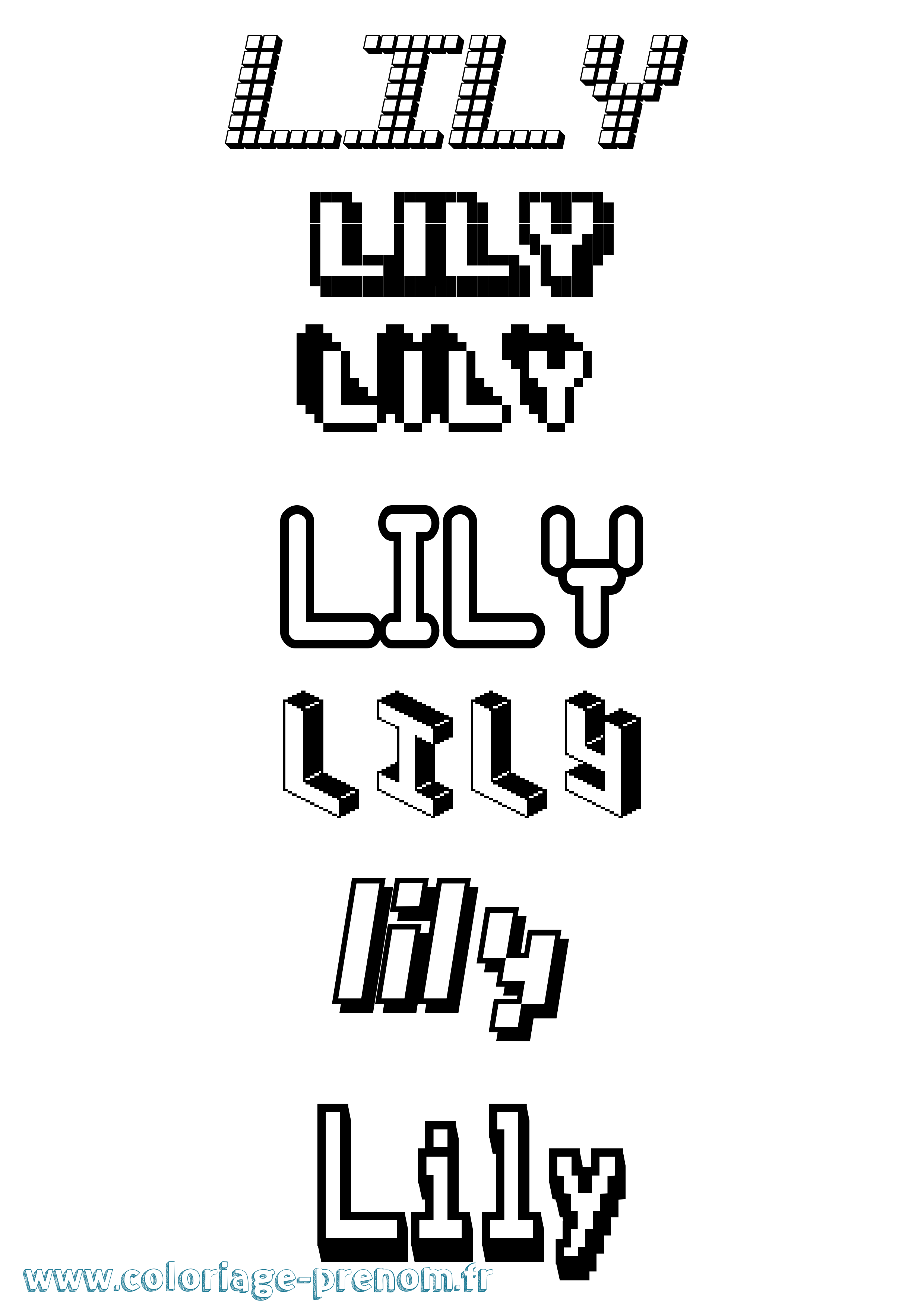 Coloriage prénom Lily Pixel