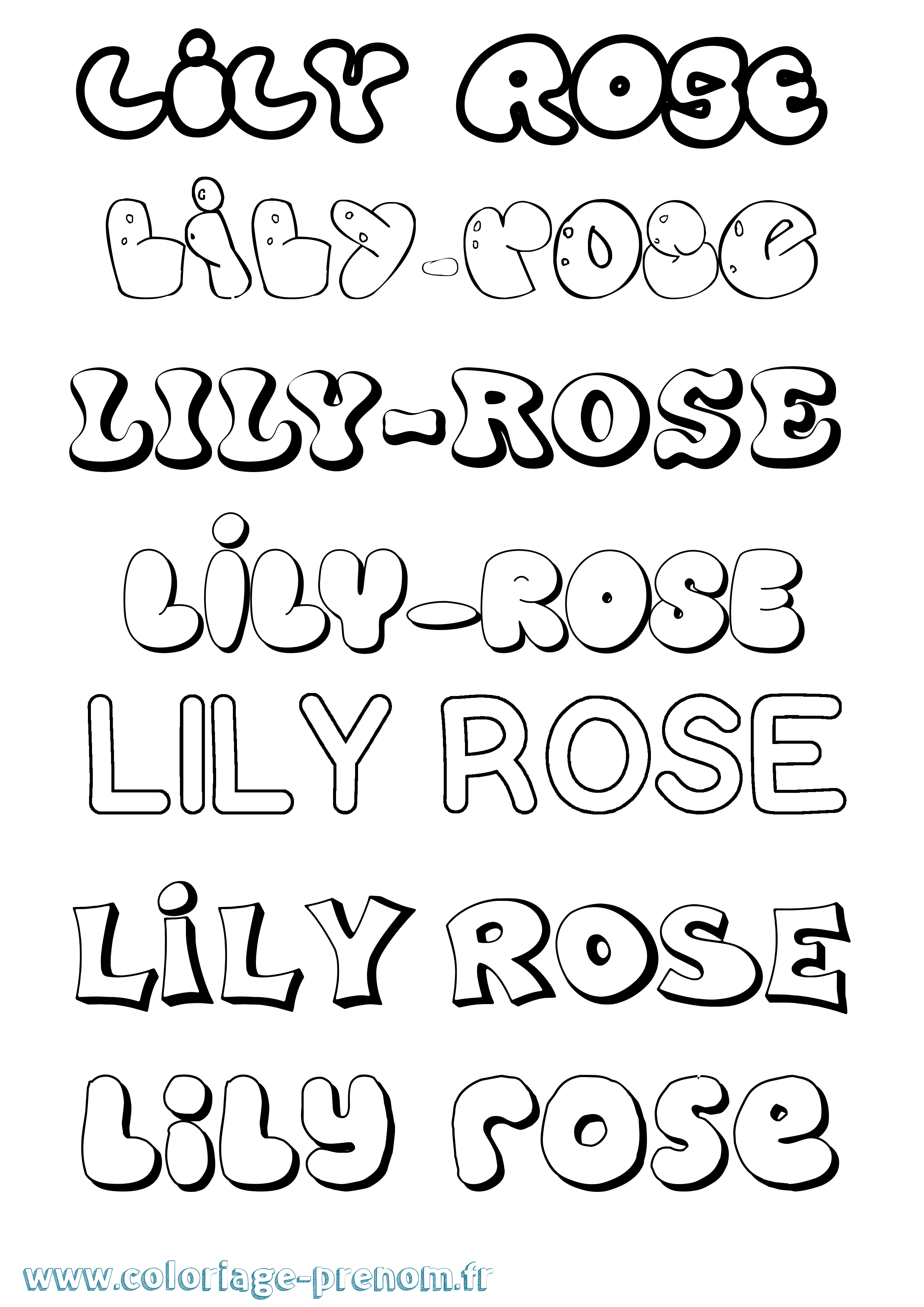 Coloriage Lily-Rose Coloriage prénom Lily-Rose