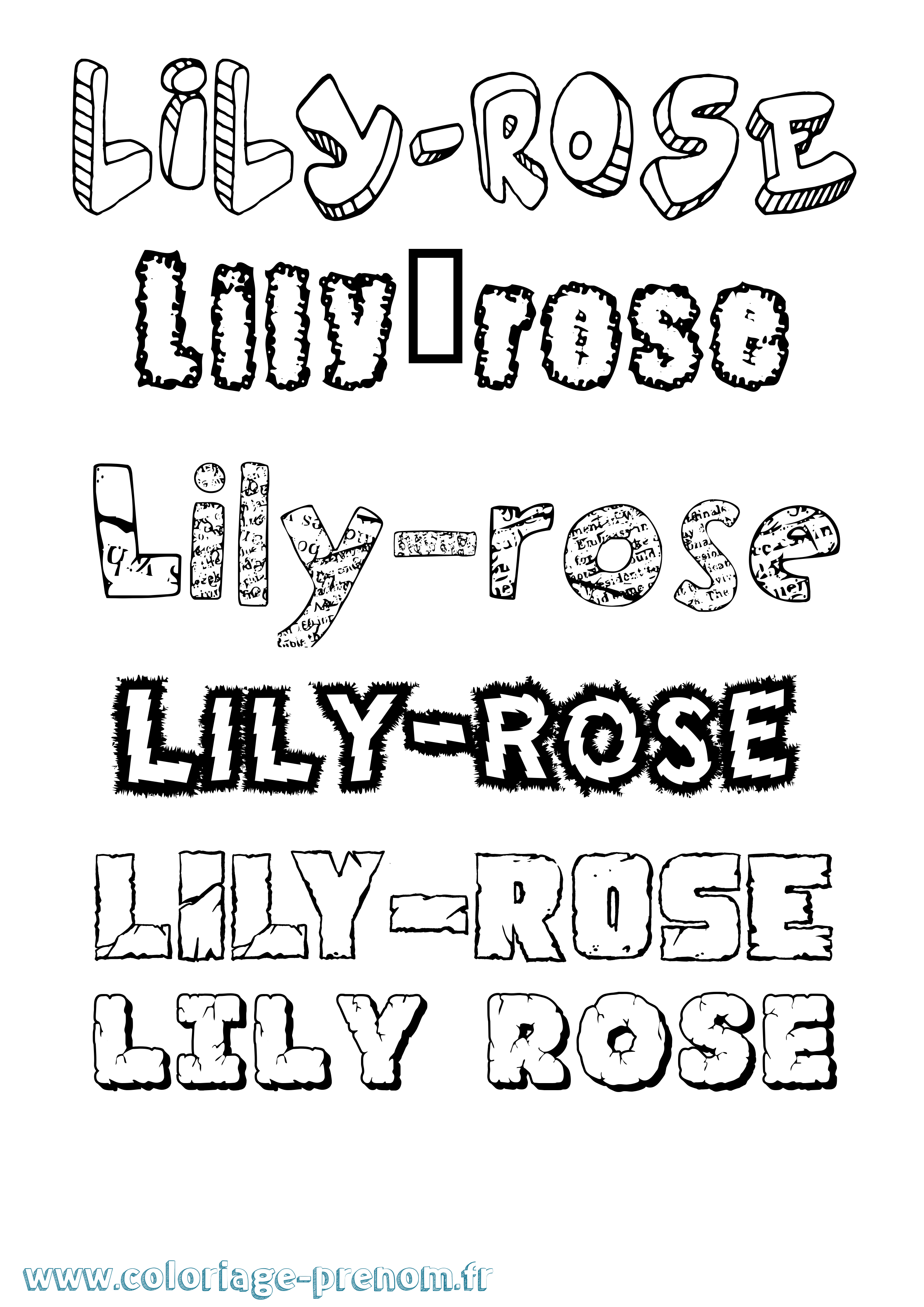 Coloriage Lily-Rose Coloriage prénom Lily-Rose