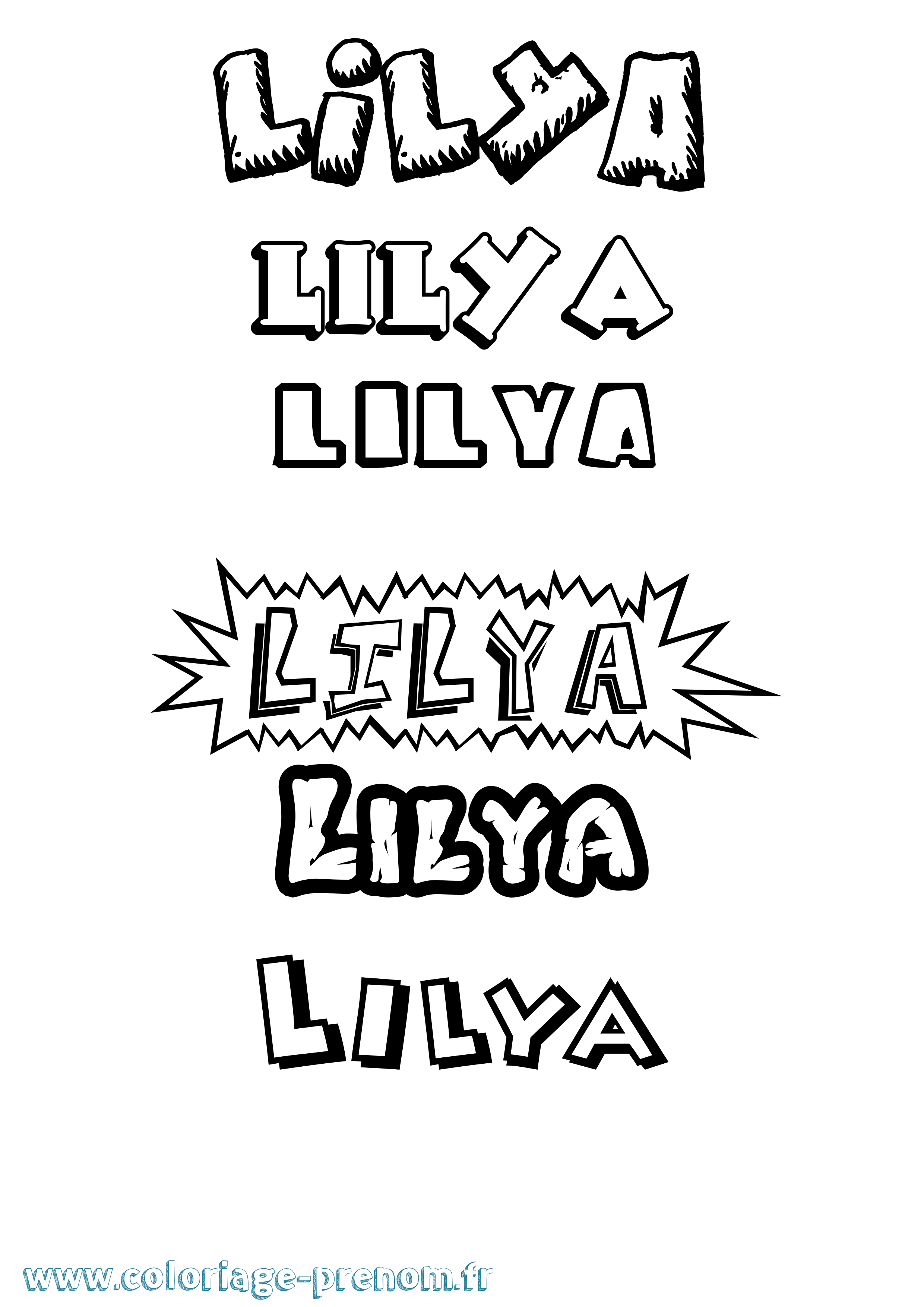 Coloriage prénom Lilya Dessin Animé