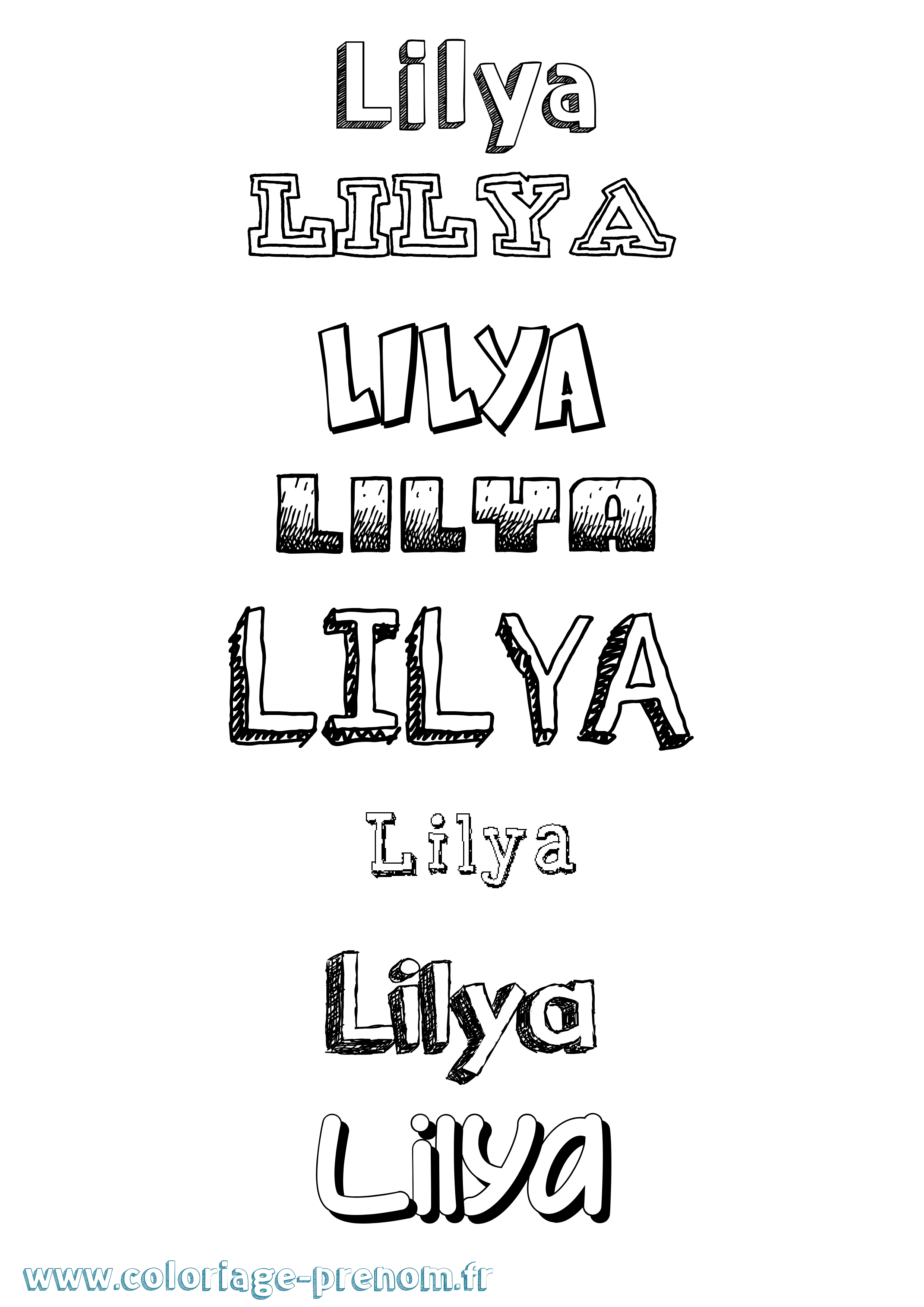 Coloriage prénom Lilya Dessiné