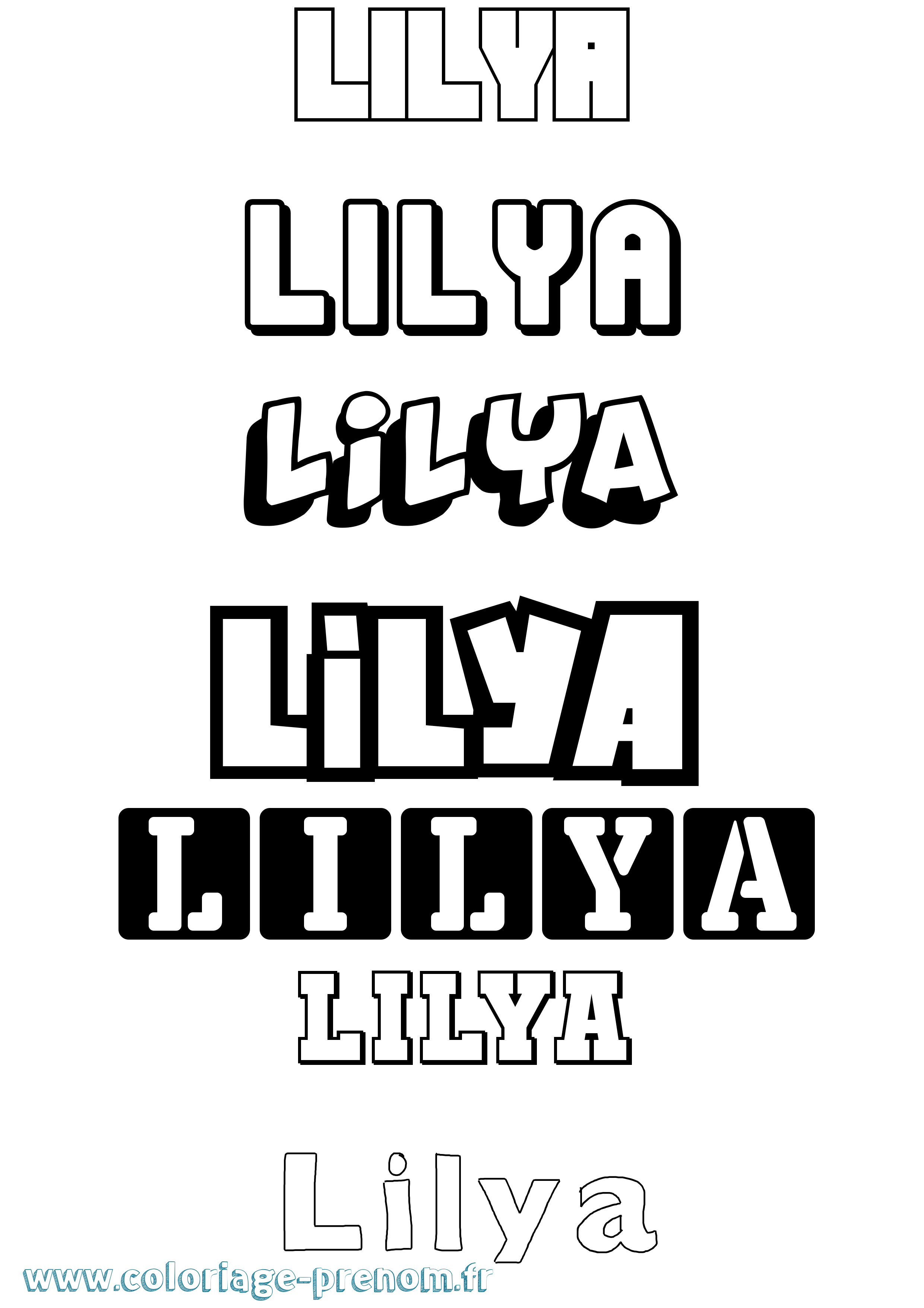 Coloriage prénom Lilya Simple
