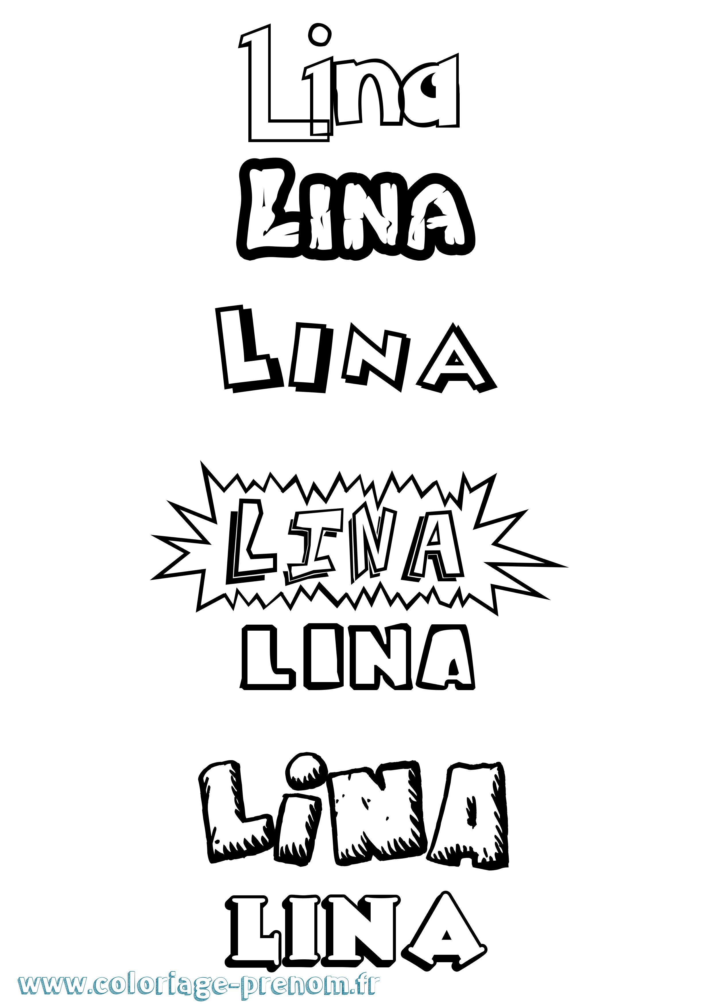 Coloriage prénom Lina Dessin Animé