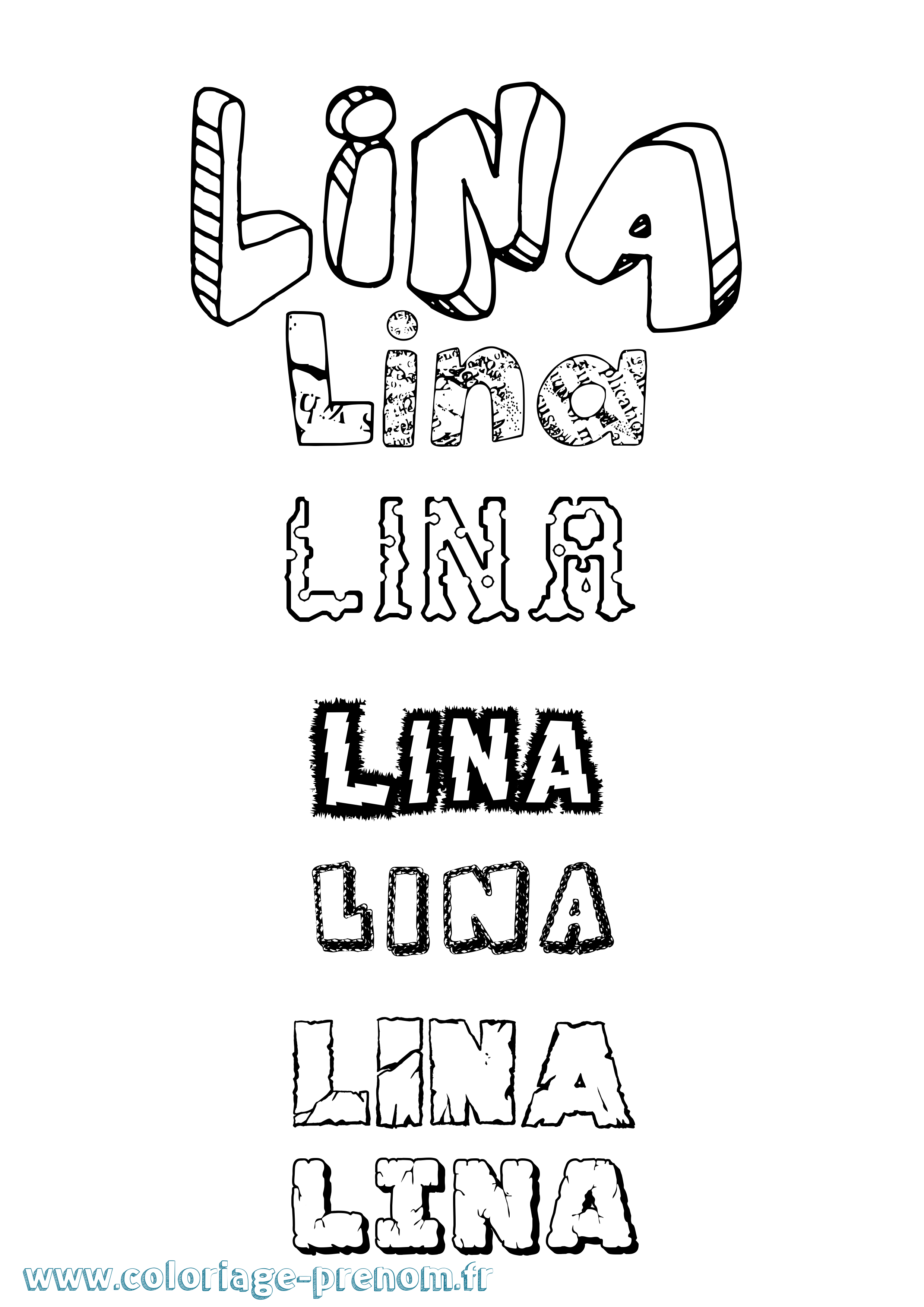 Coloriage Lina Coloriage prénom Lina