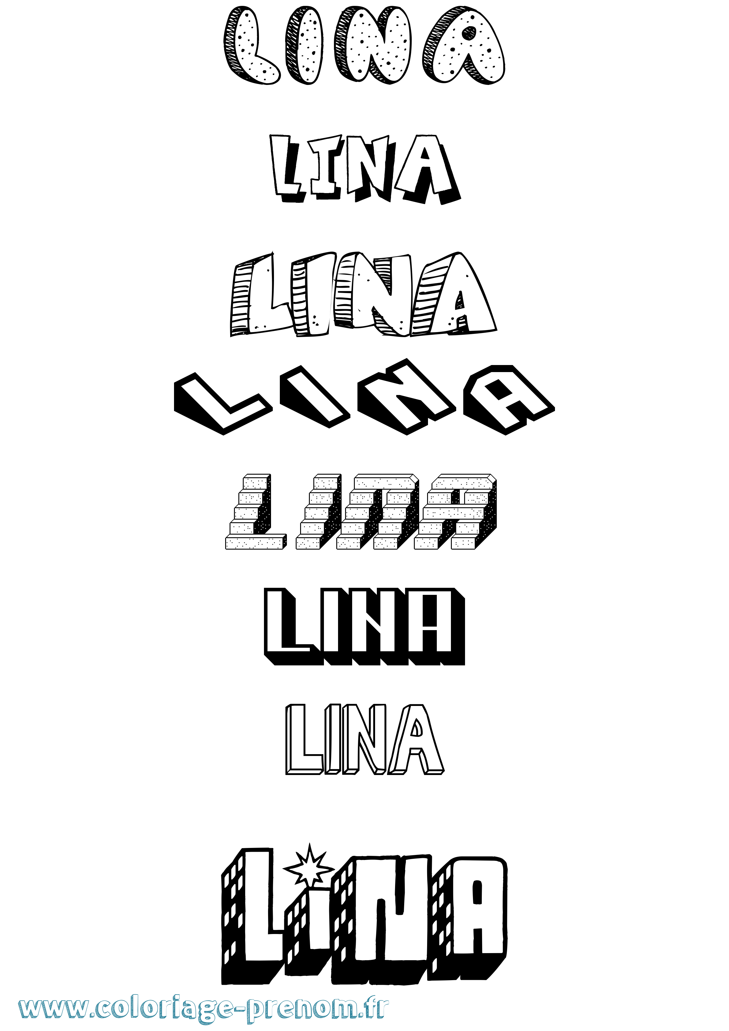 Coloriage prénom Lina