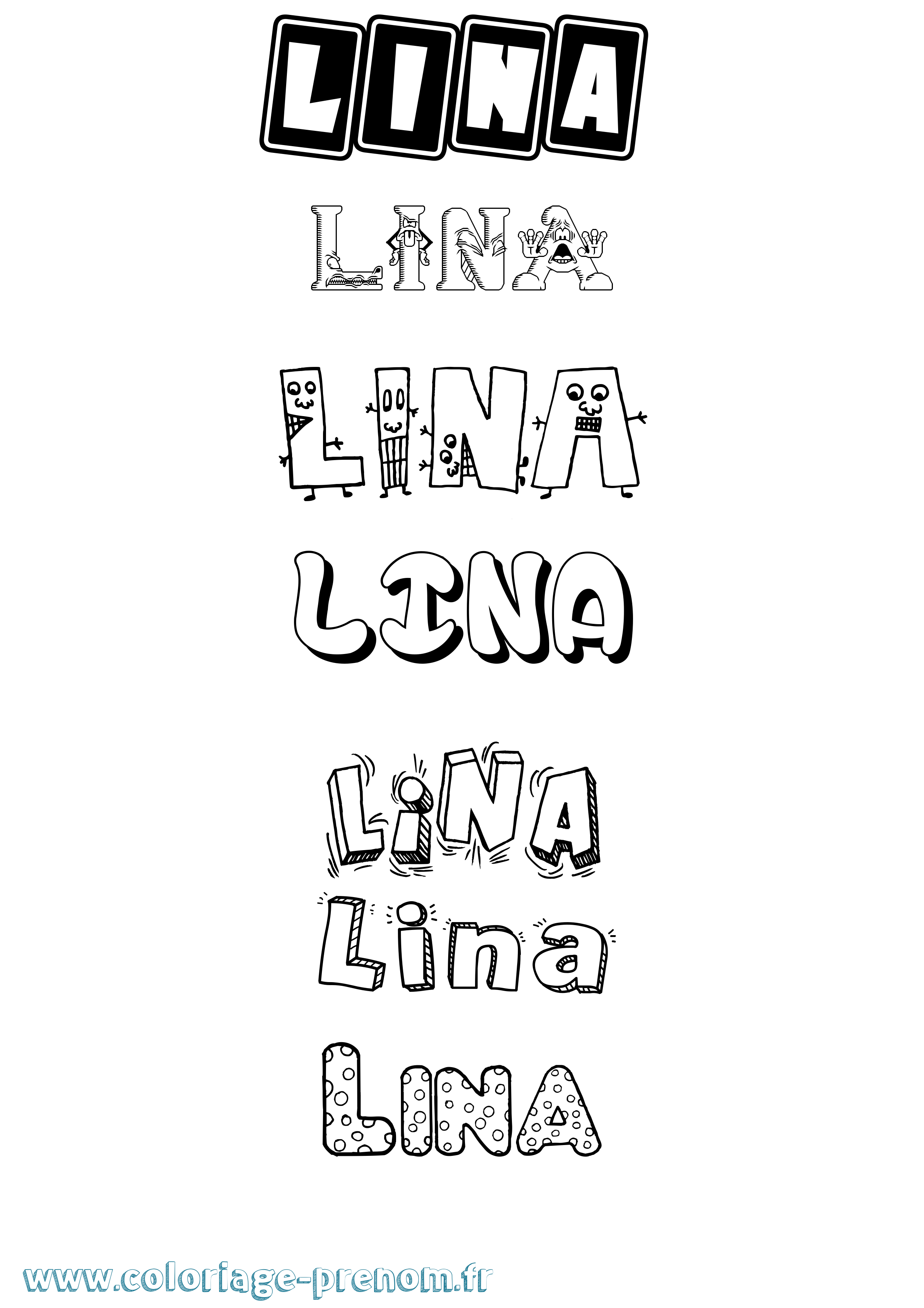 Coloriage prénom Lina Fun