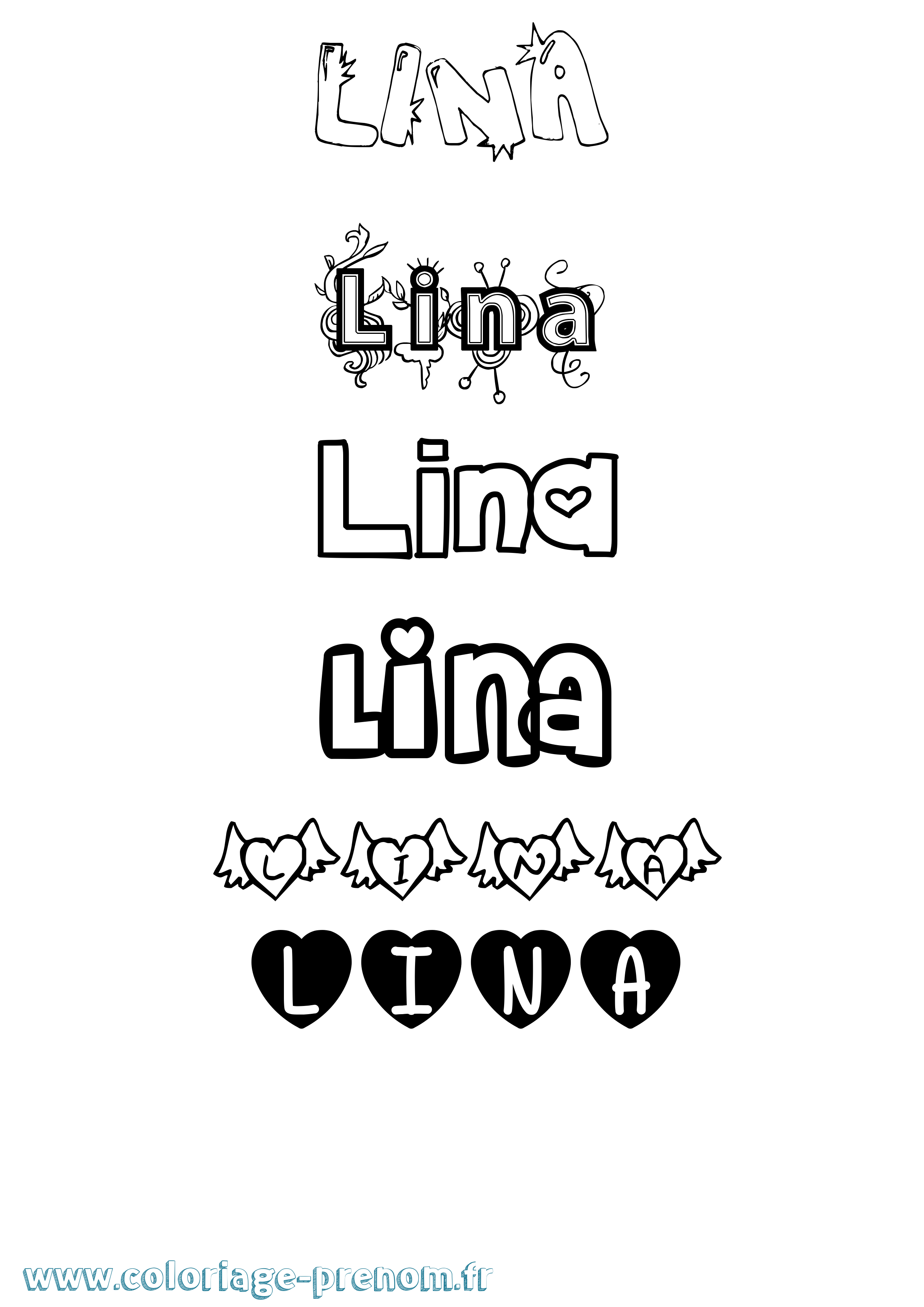 Coloriage Lina Coloriage prénom Lina