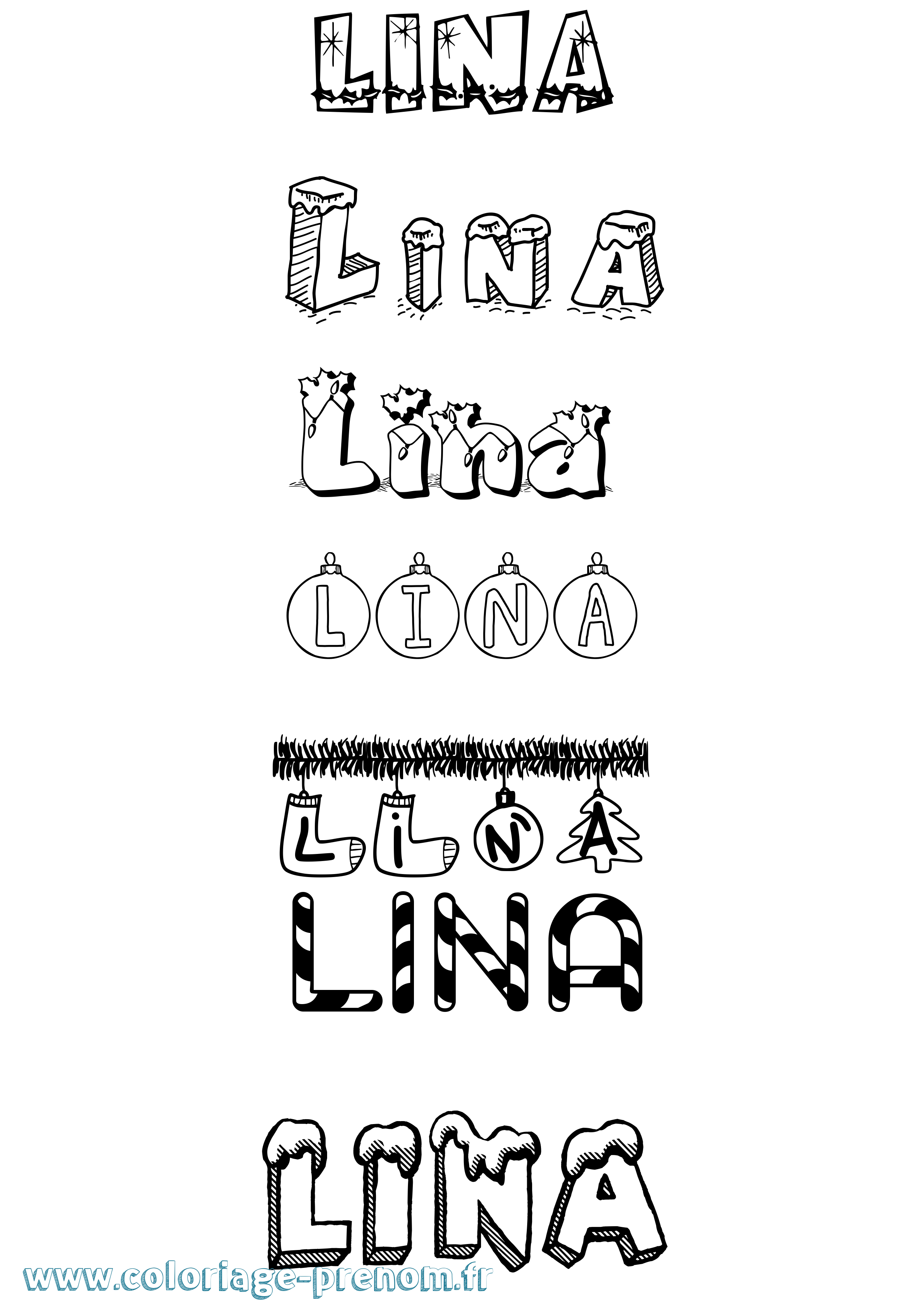 Coloriage prénom Lina