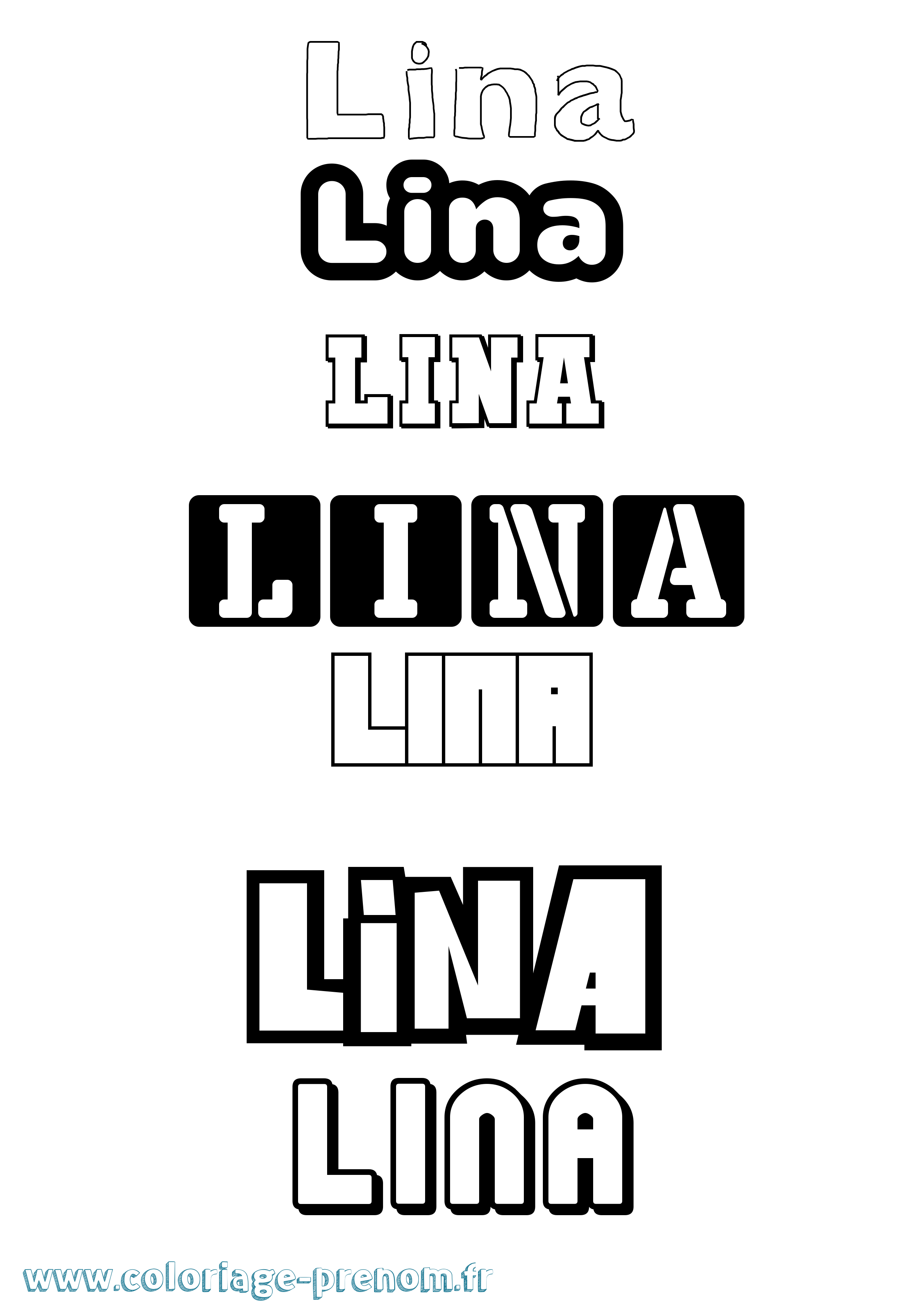 Coloriage prénom Lina Simple
