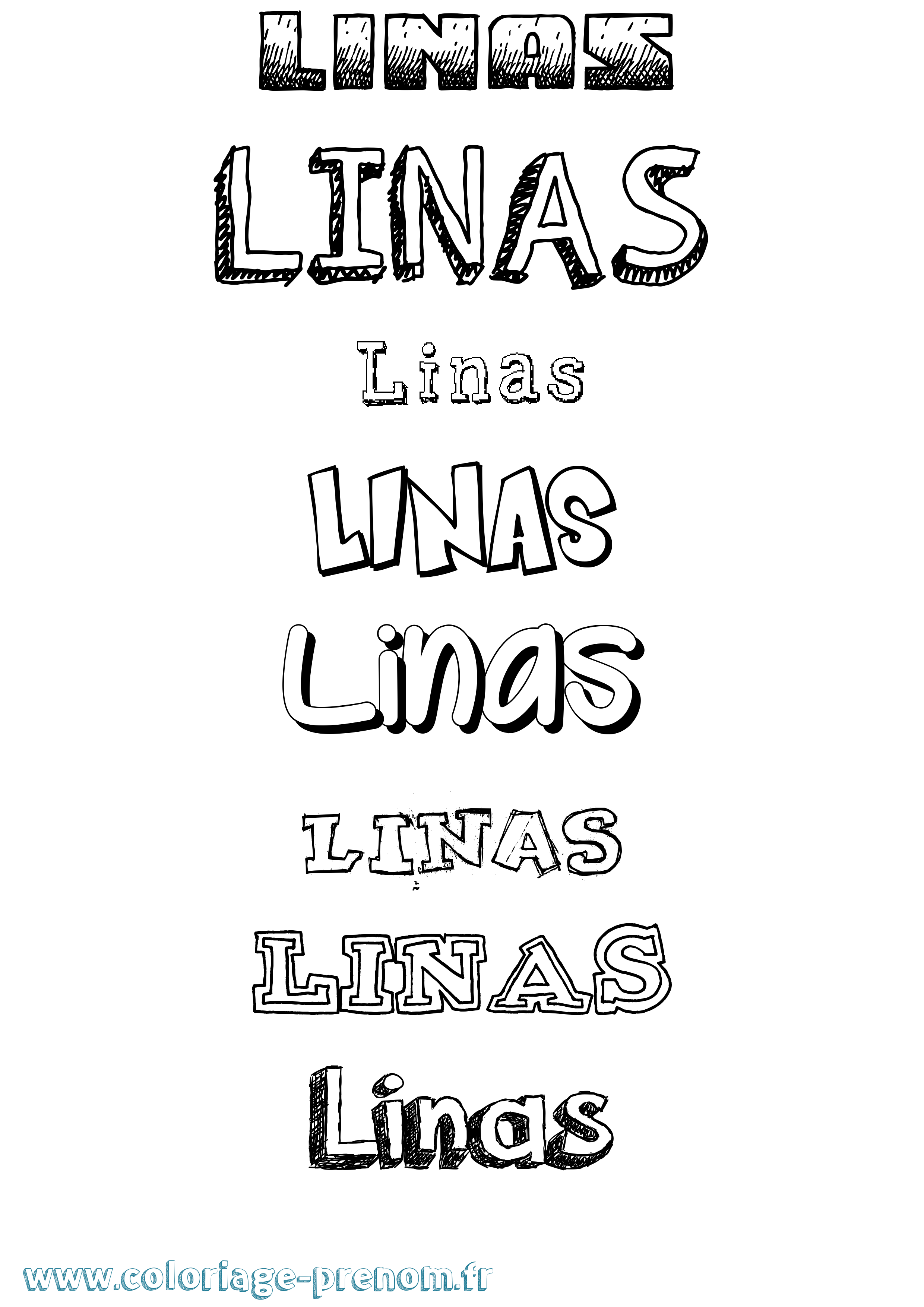 Coloriage prénom Linas Dessiné