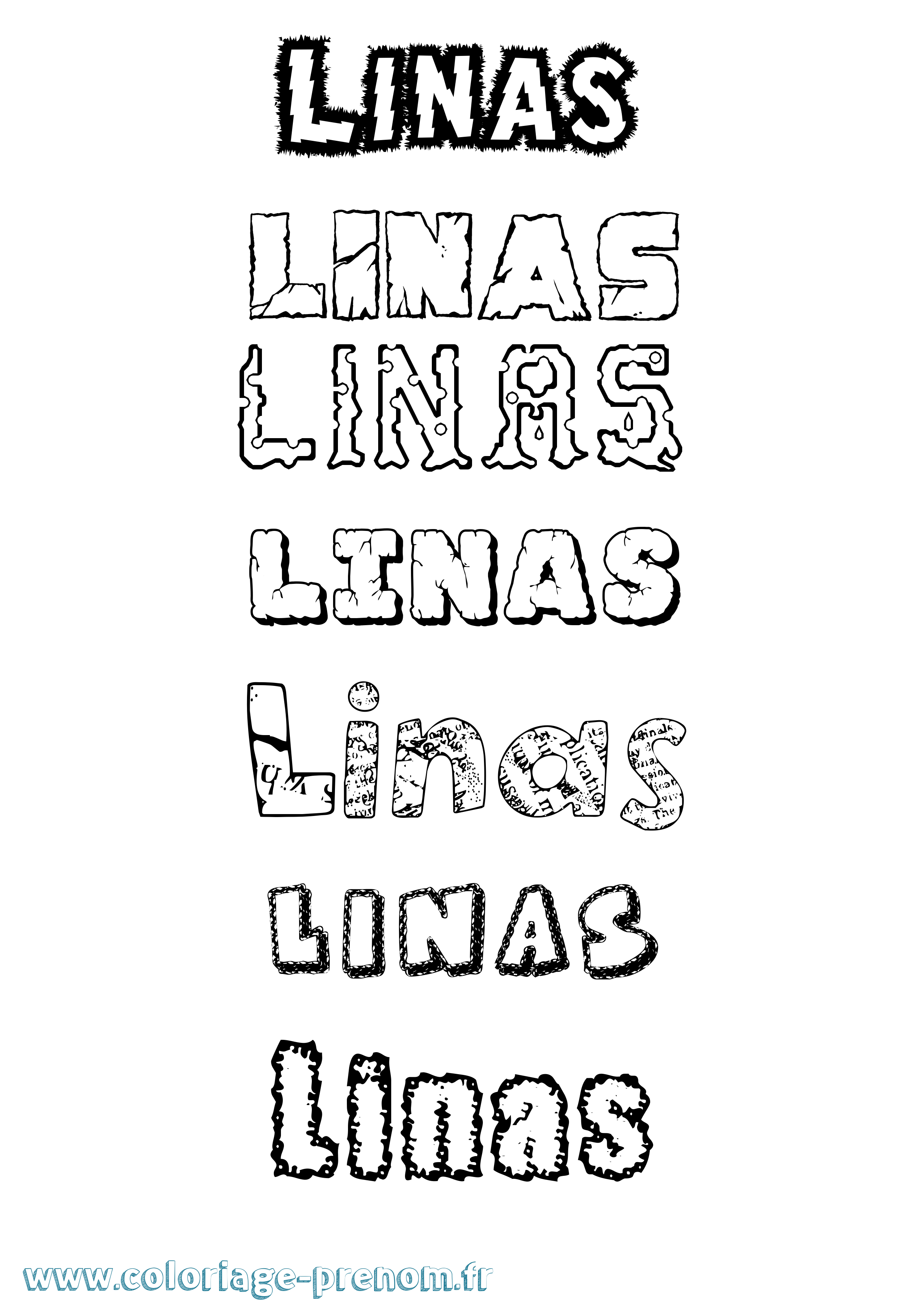 Coloriage prénom Linas Destructuré