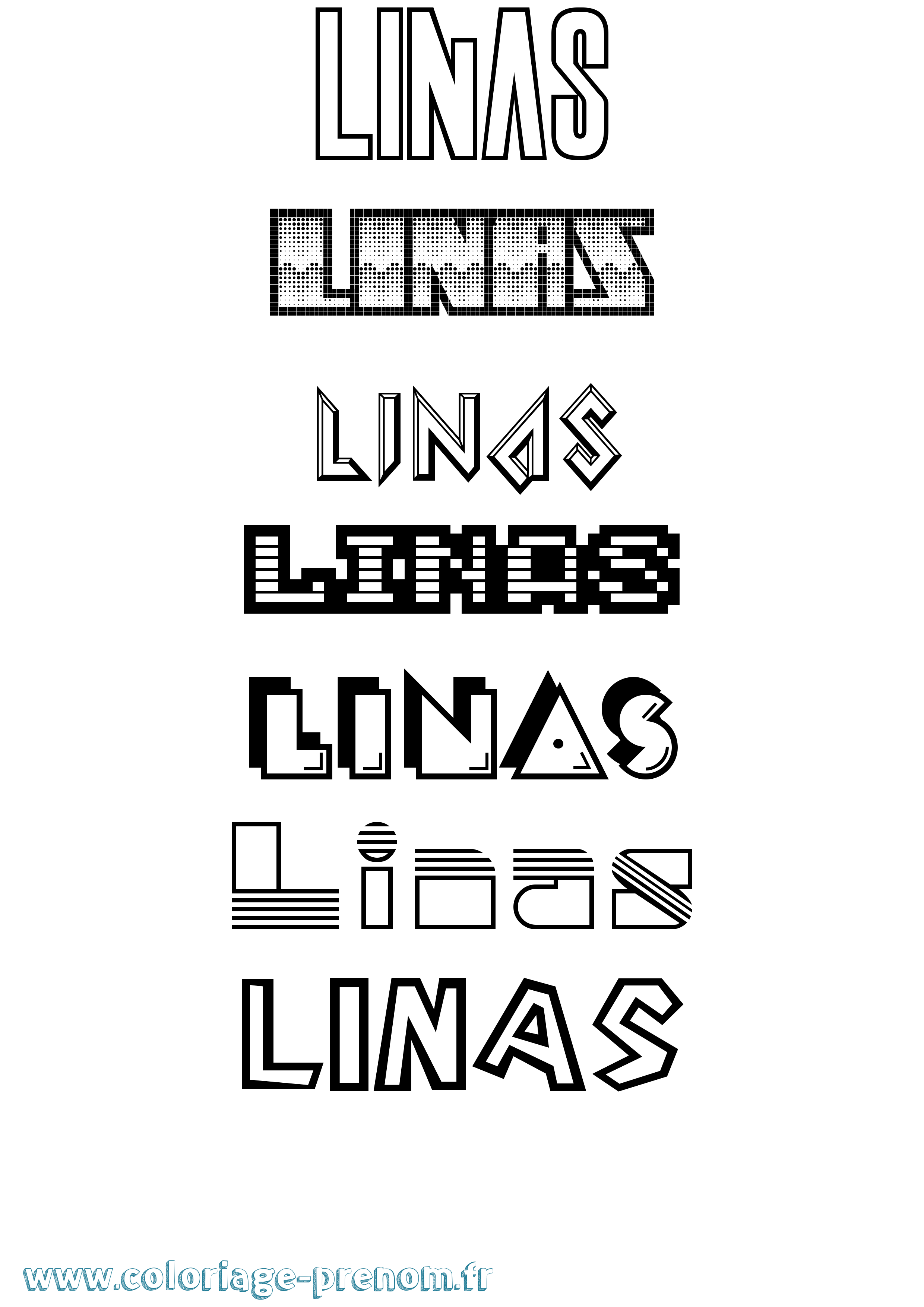 Coloriage prénom Linas Jeux Vidéos