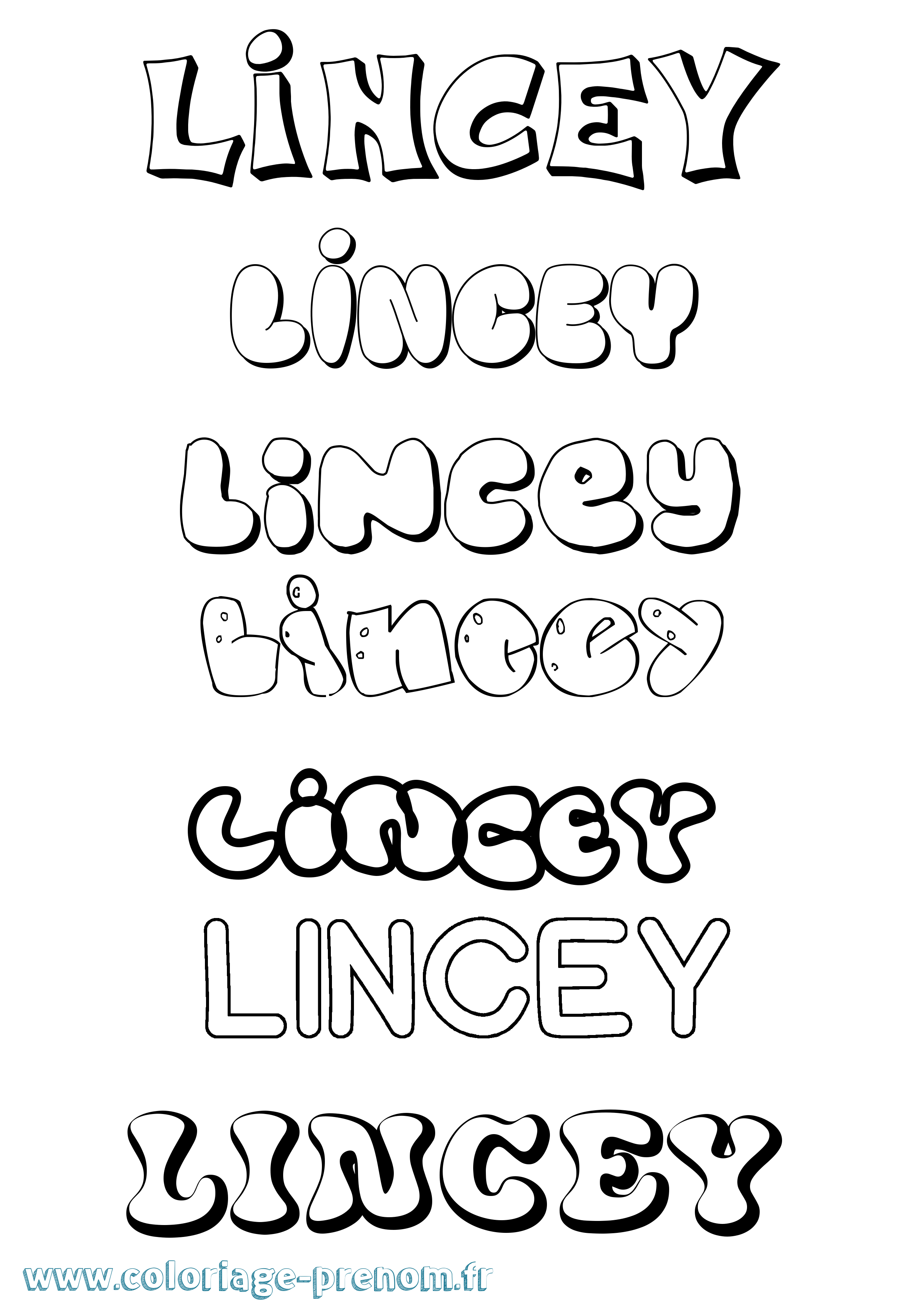 Coloriage prénom Lincey Bubble