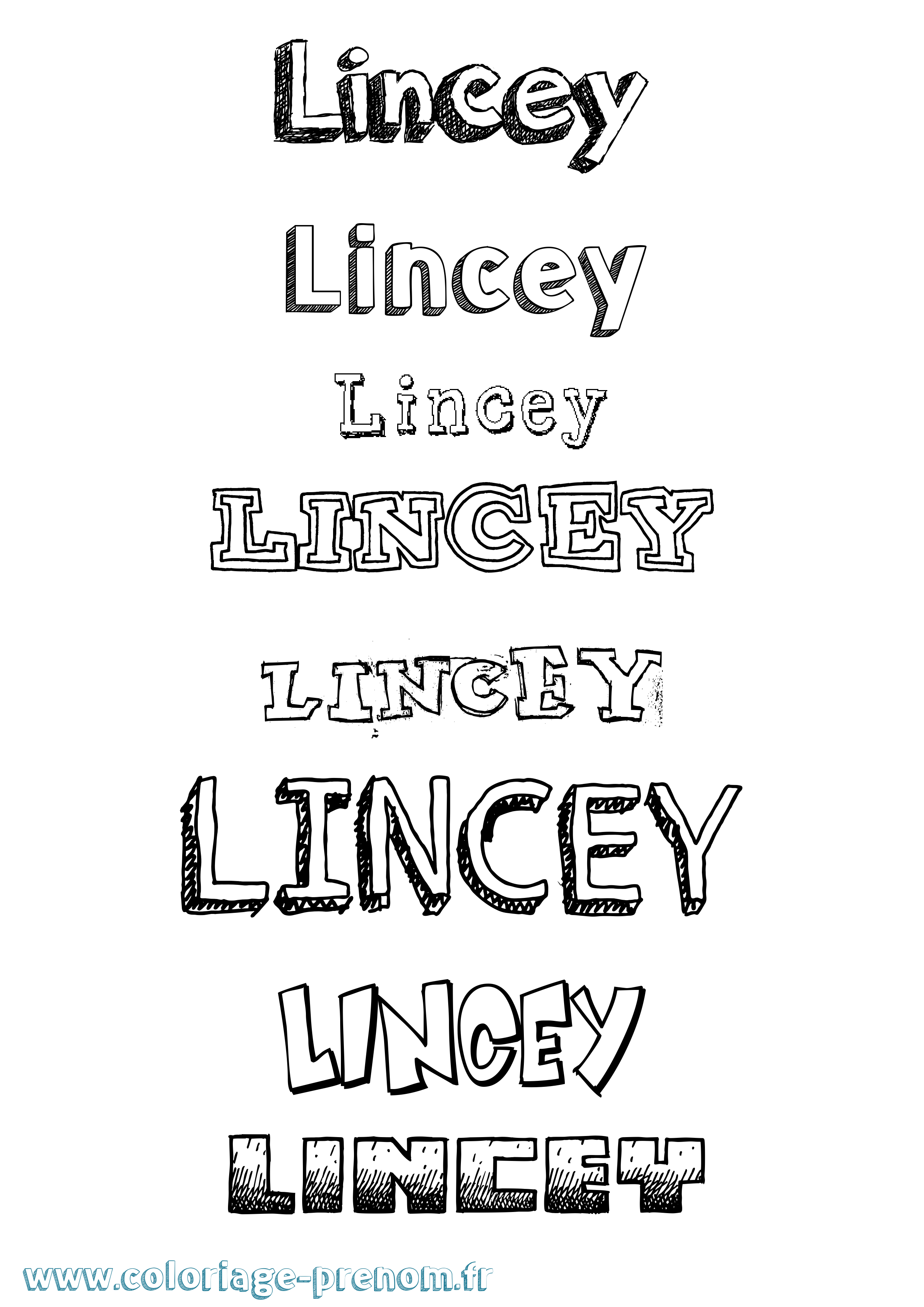 Coloriage prénom Lincey Dessiné