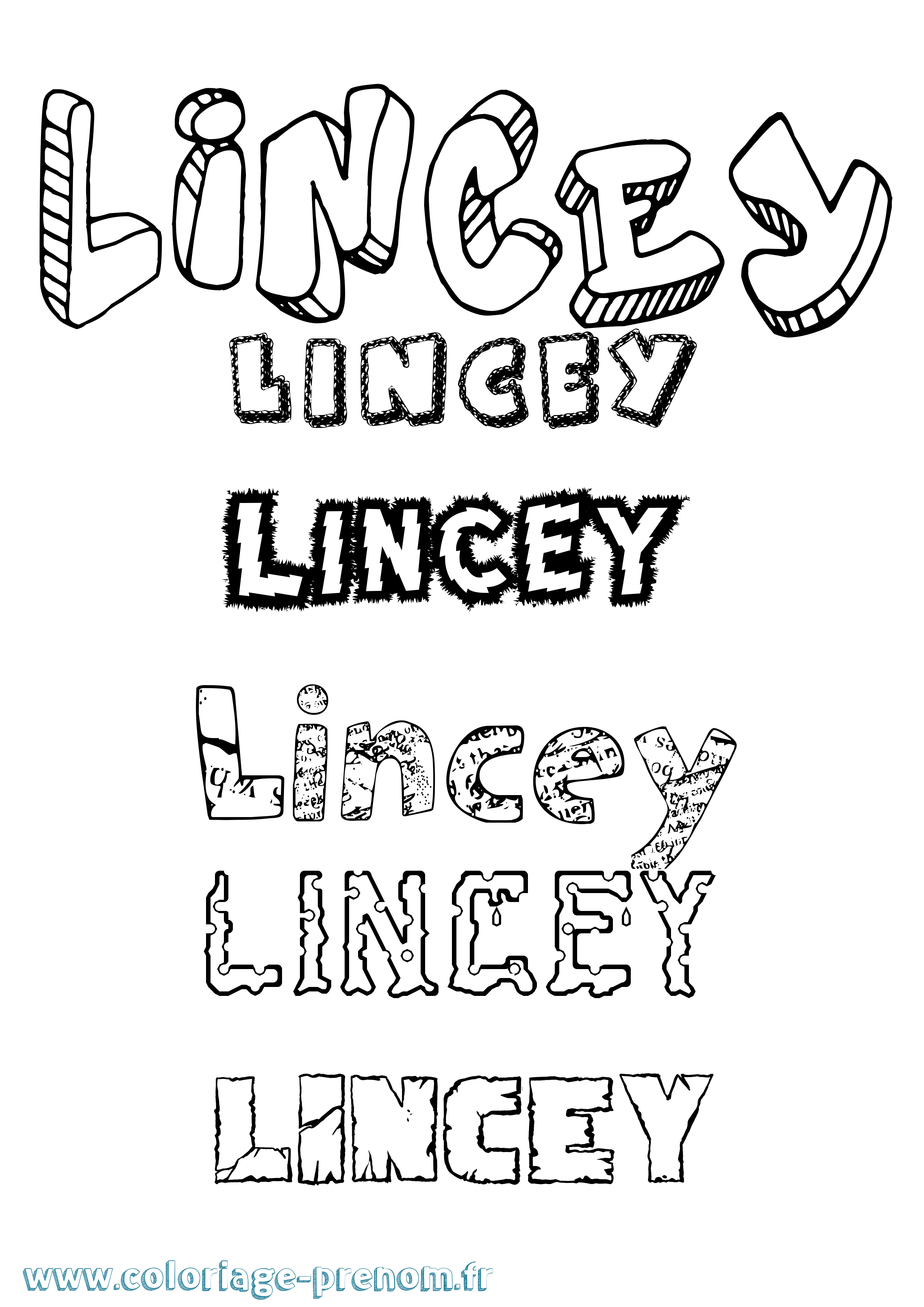 Coloriage prénom Lincey Destructuré