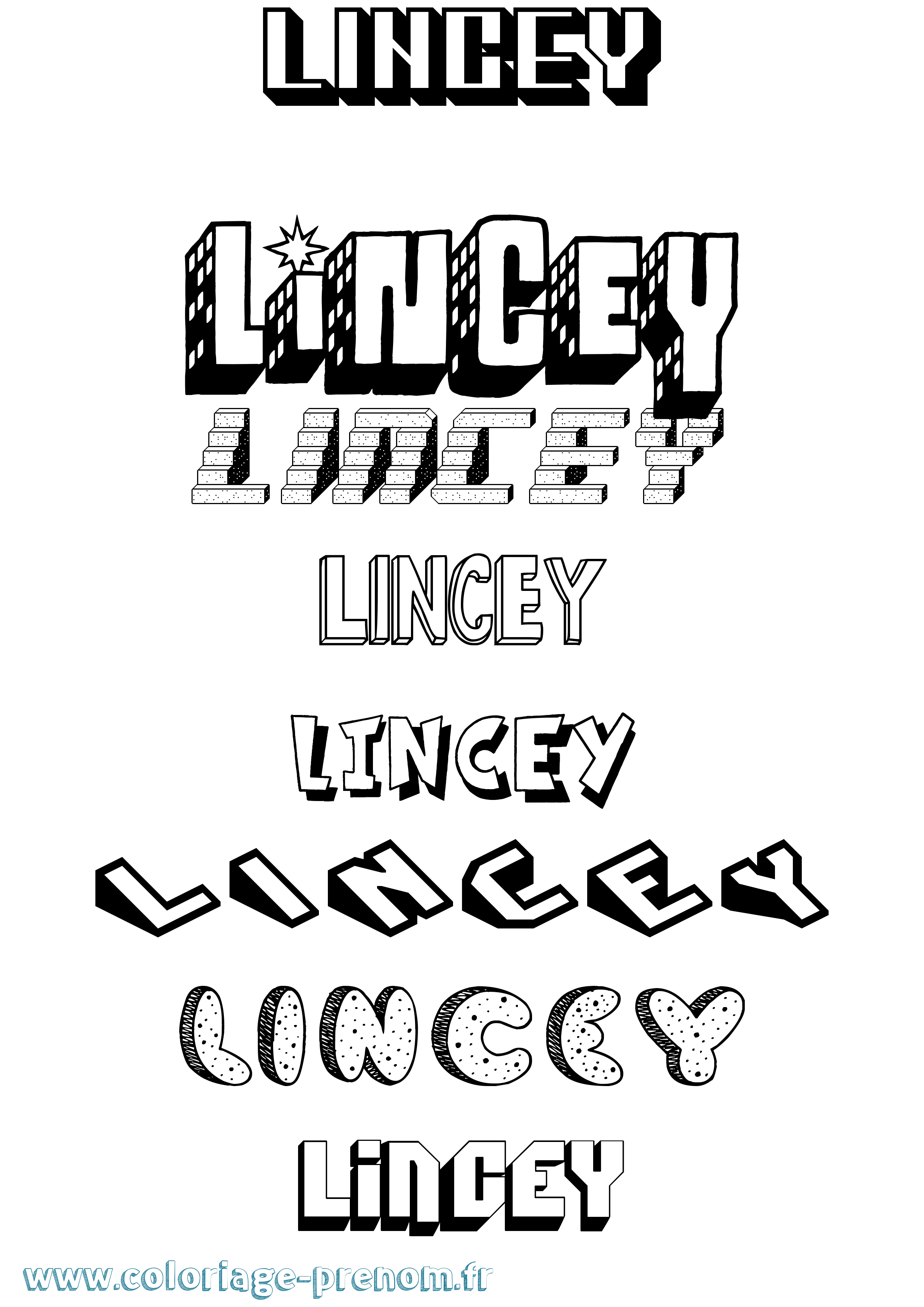 Coloriage prénom Lincey Effet 3D