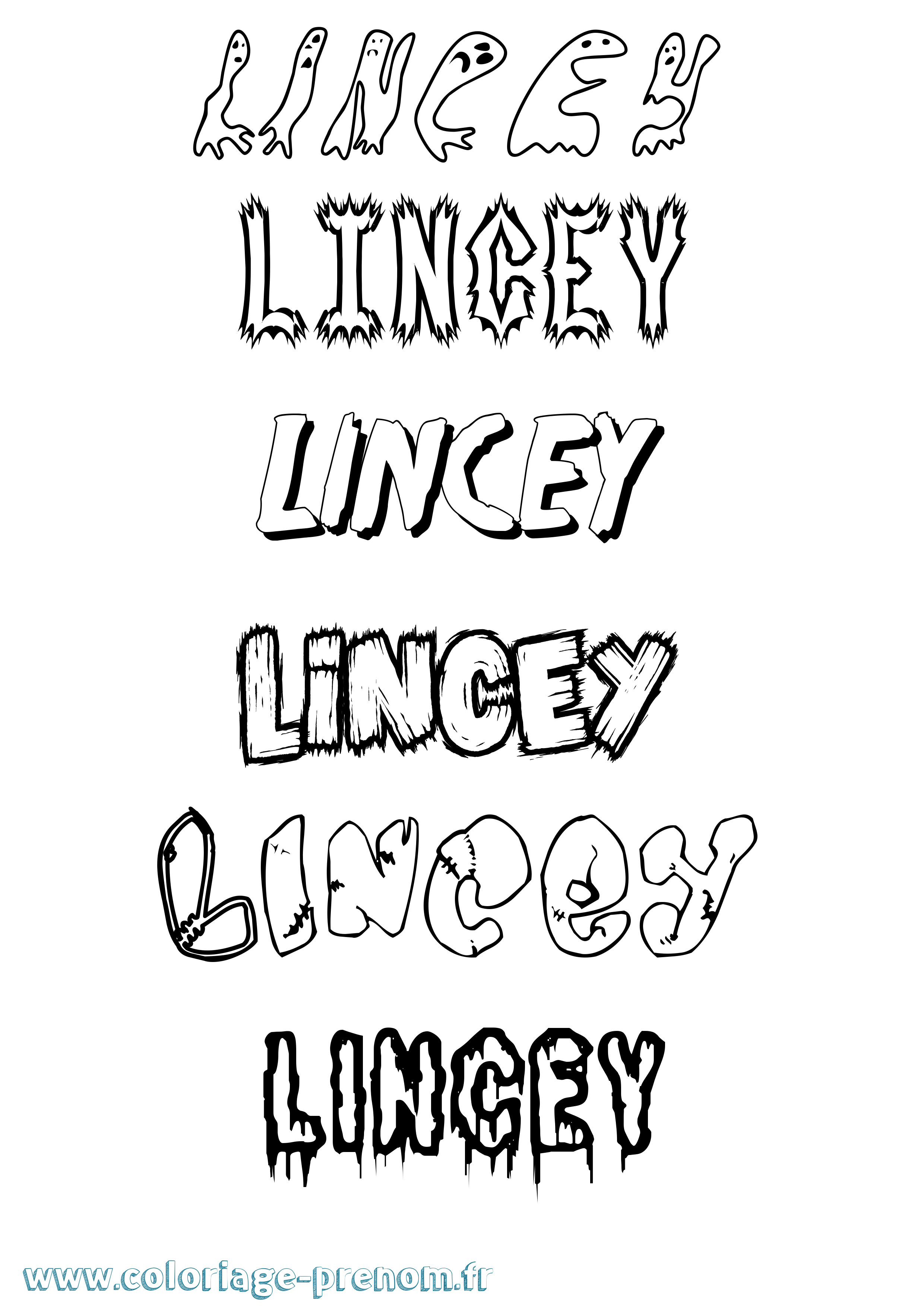 Coloriage prénom Lincey Frisson