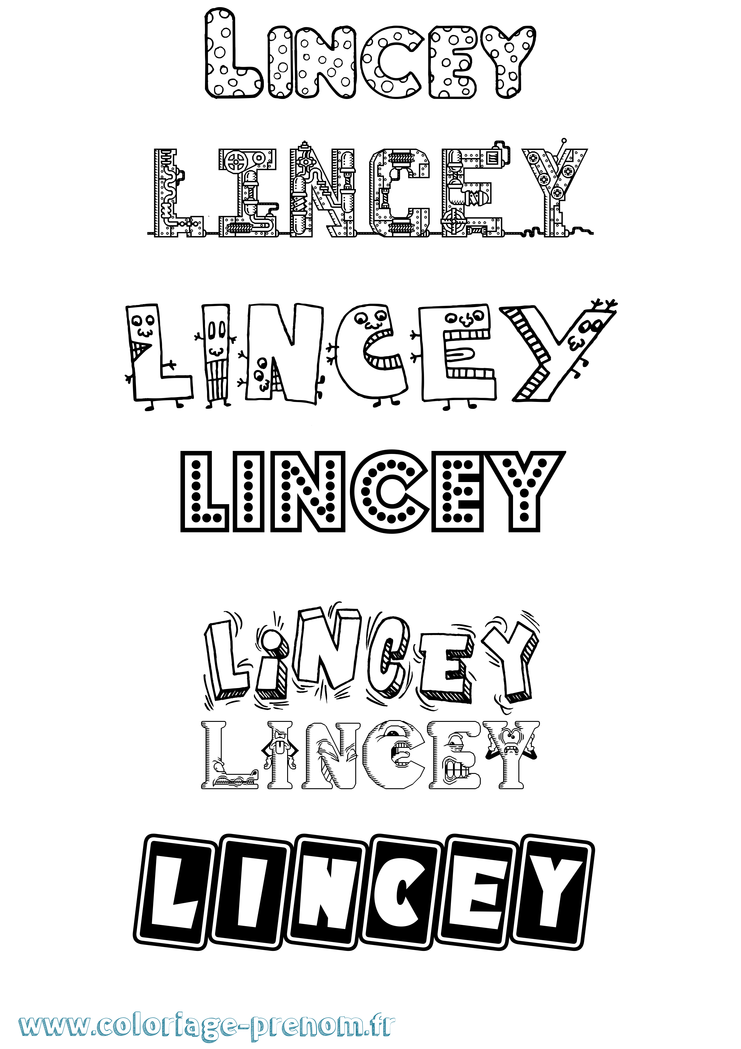 Coloriage prénom Lincey Fun