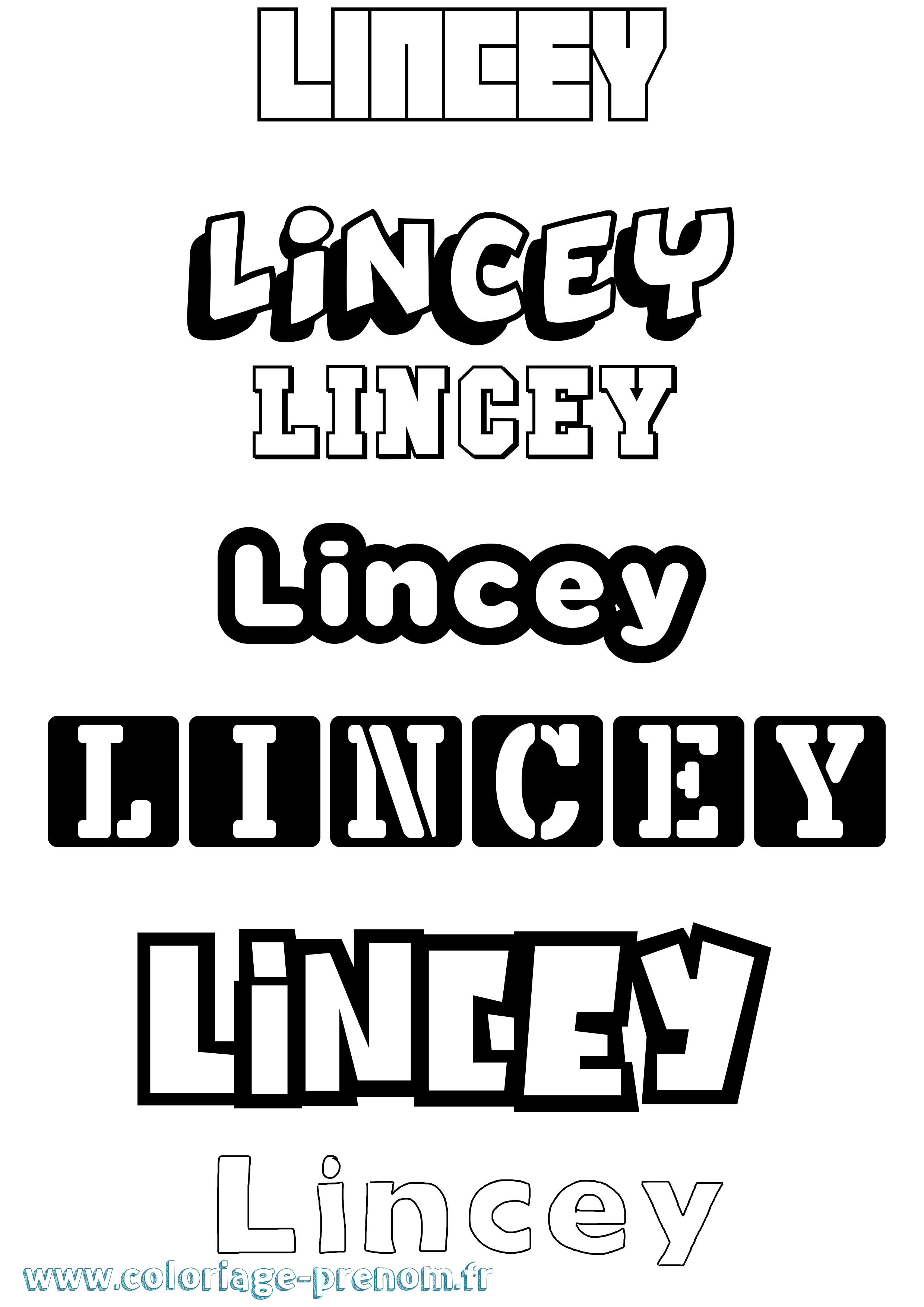 Coloriage prénom Lincey Simple