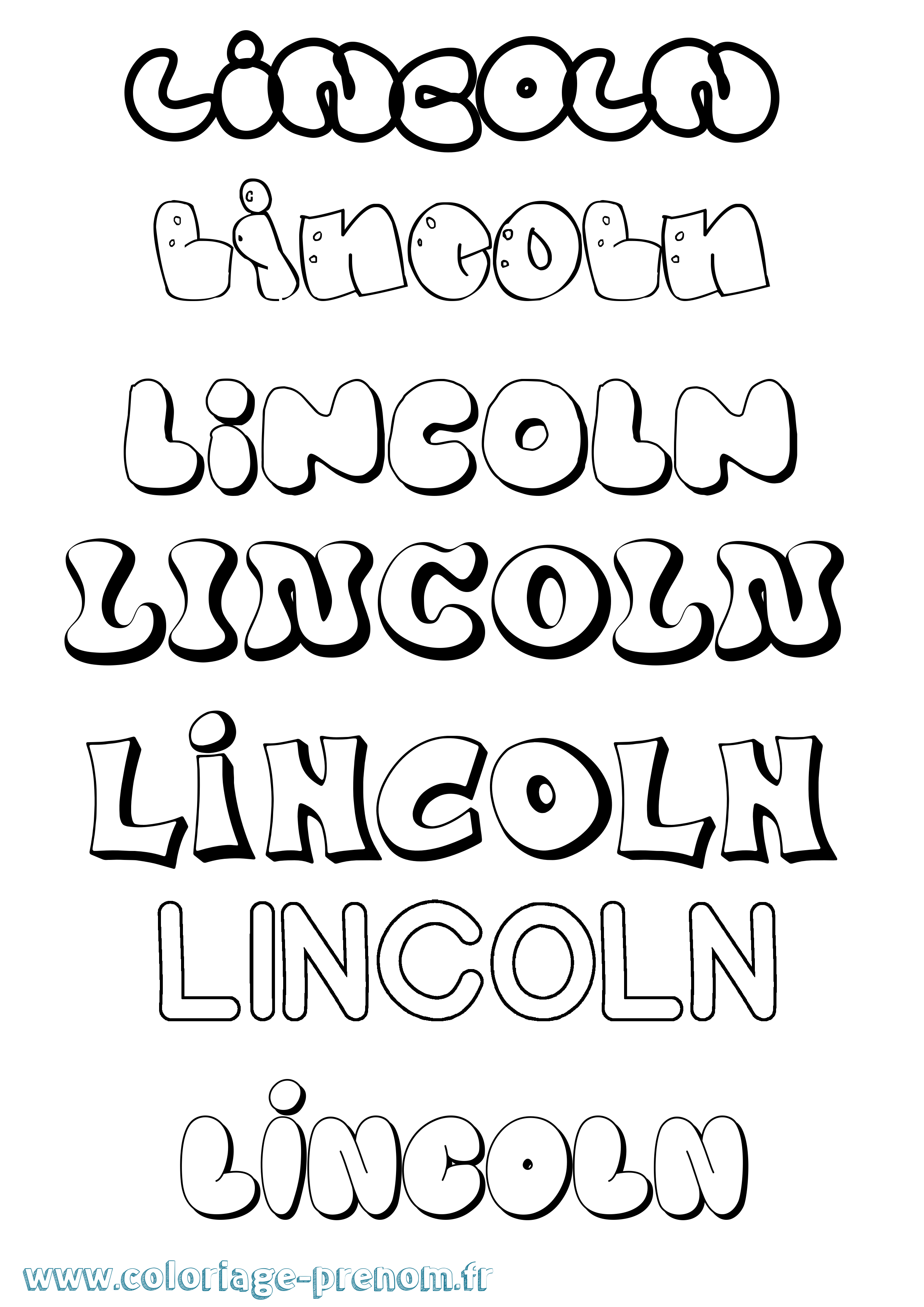 Coloriage prénom Lincoln Bubble