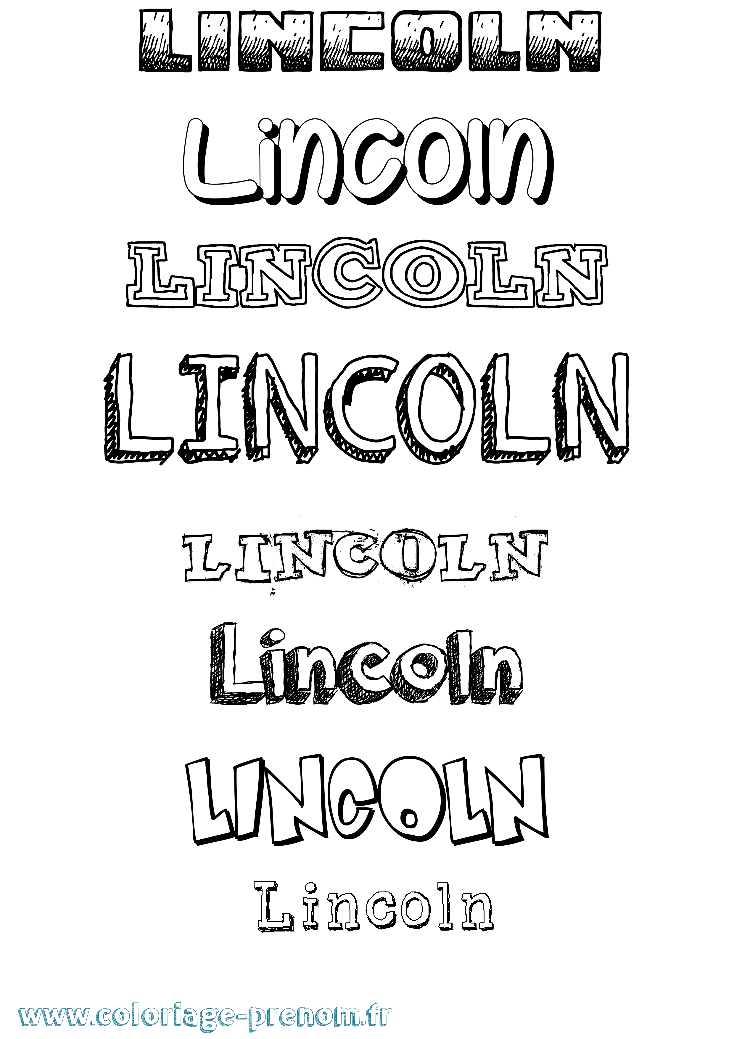 Coloriage prénom Lincoln Dessiné