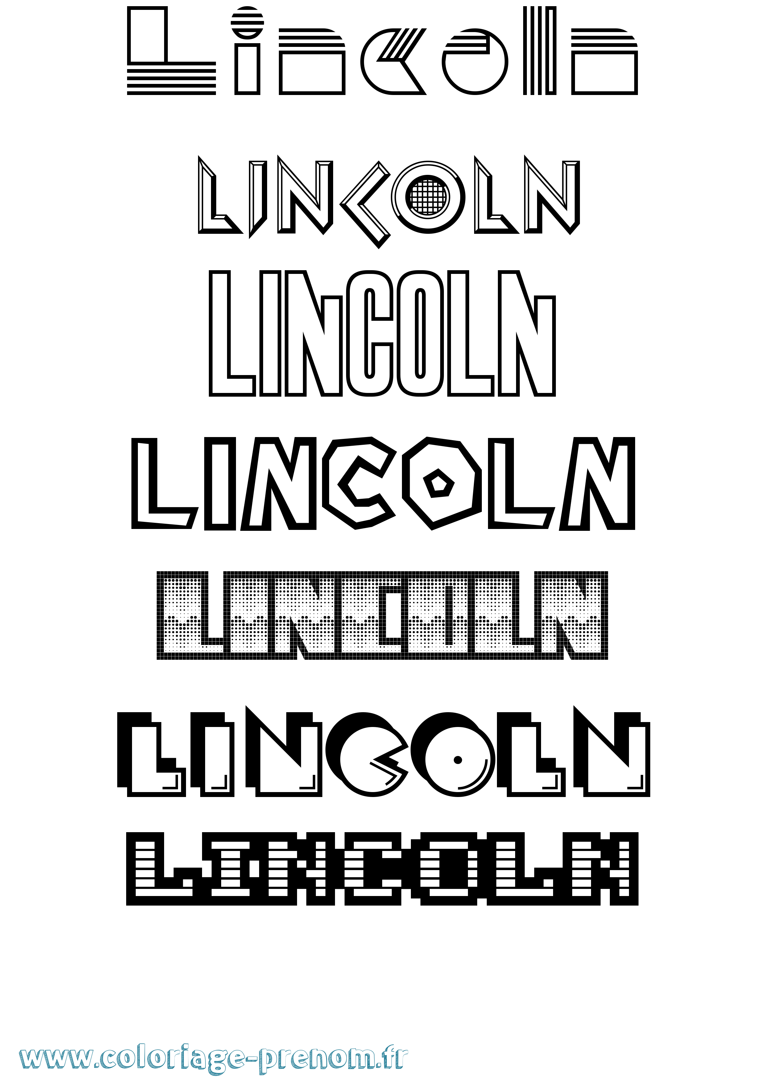 Coloriage prénom Lincoln Jeux Vidéos