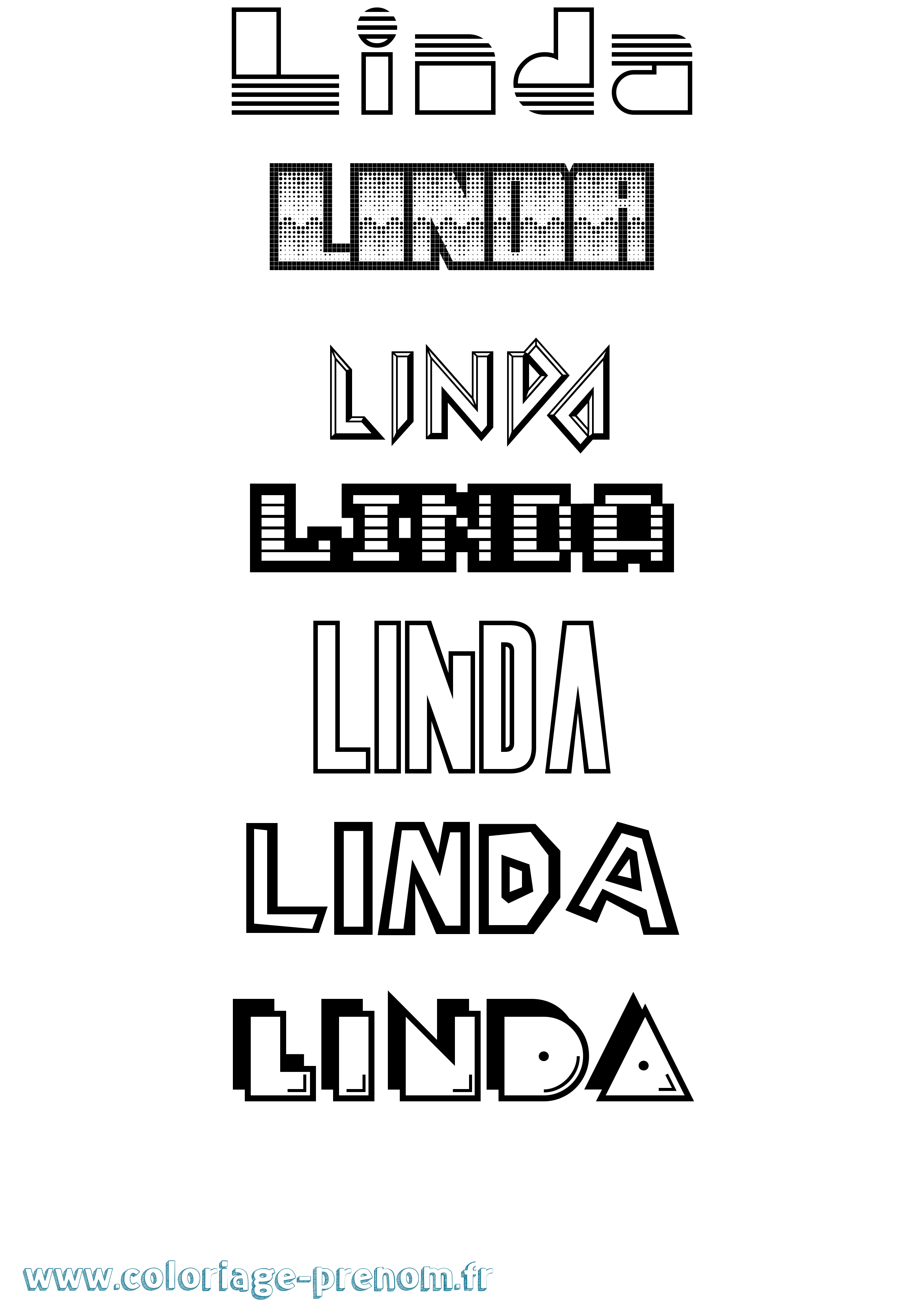 Coloriage prénom Linda