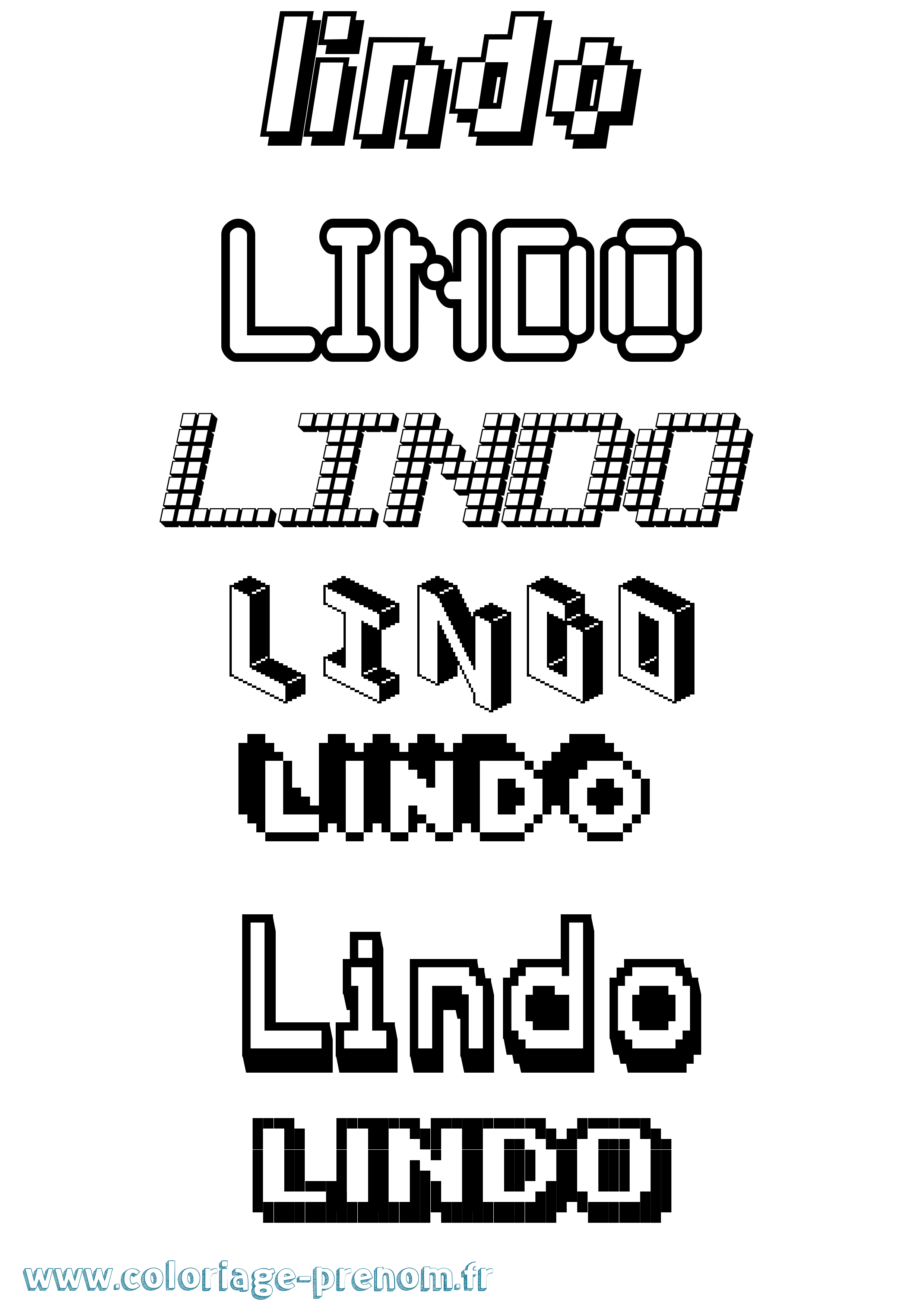 Coloriage prénom Lindo Pixel