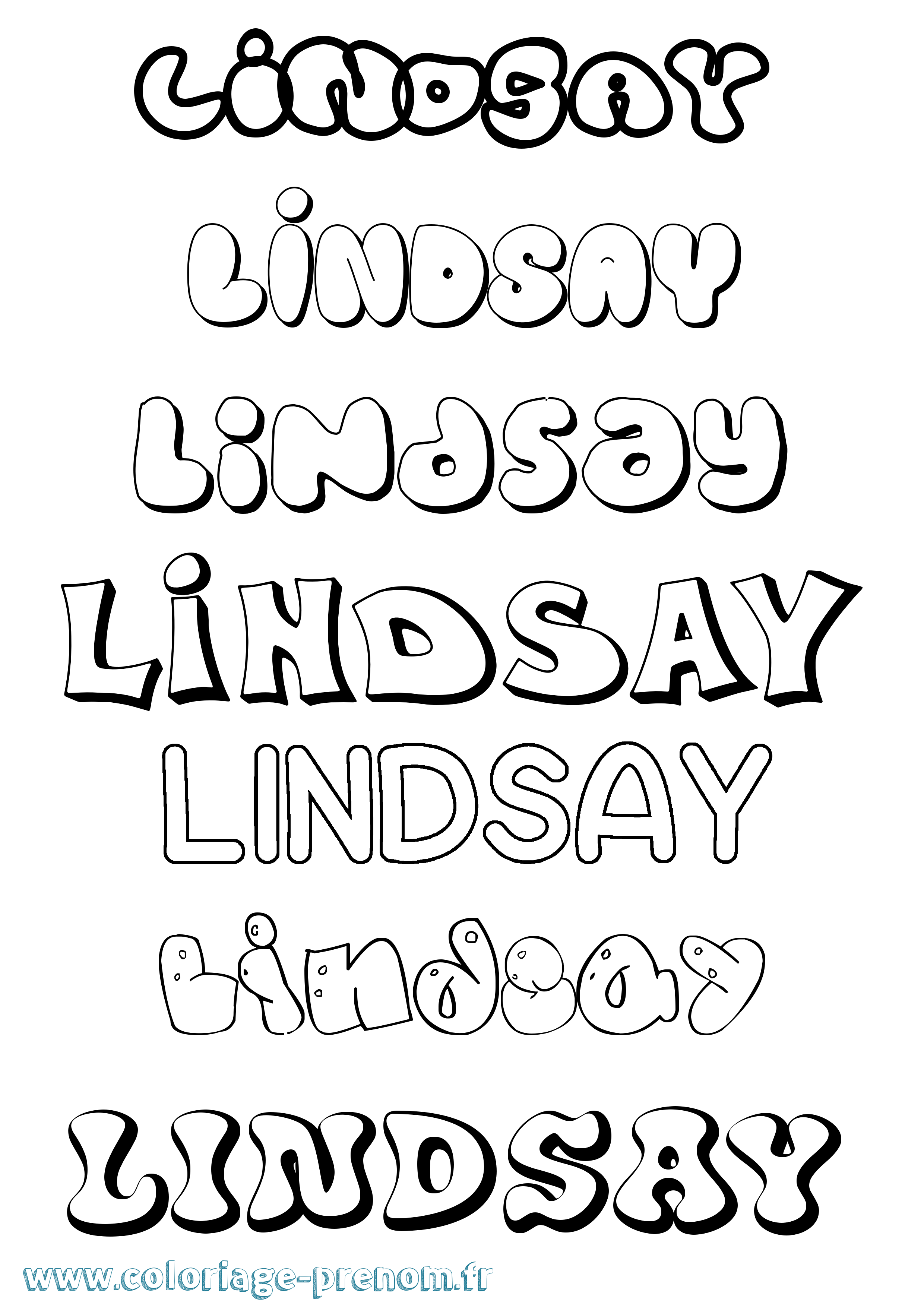 Coloriage prénom Lindsay Bubble