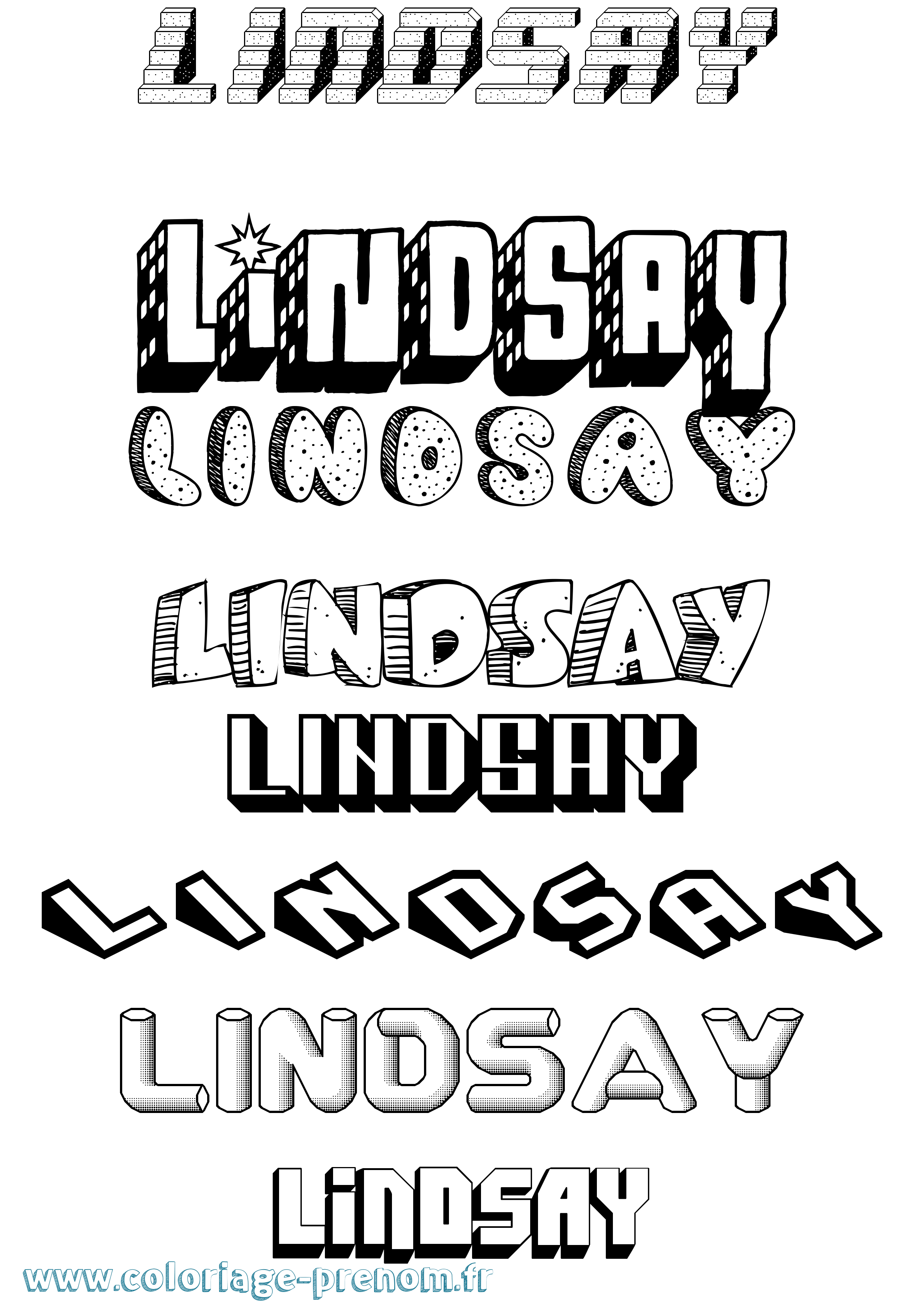Coloriage prénom Lindsay Effet 3D