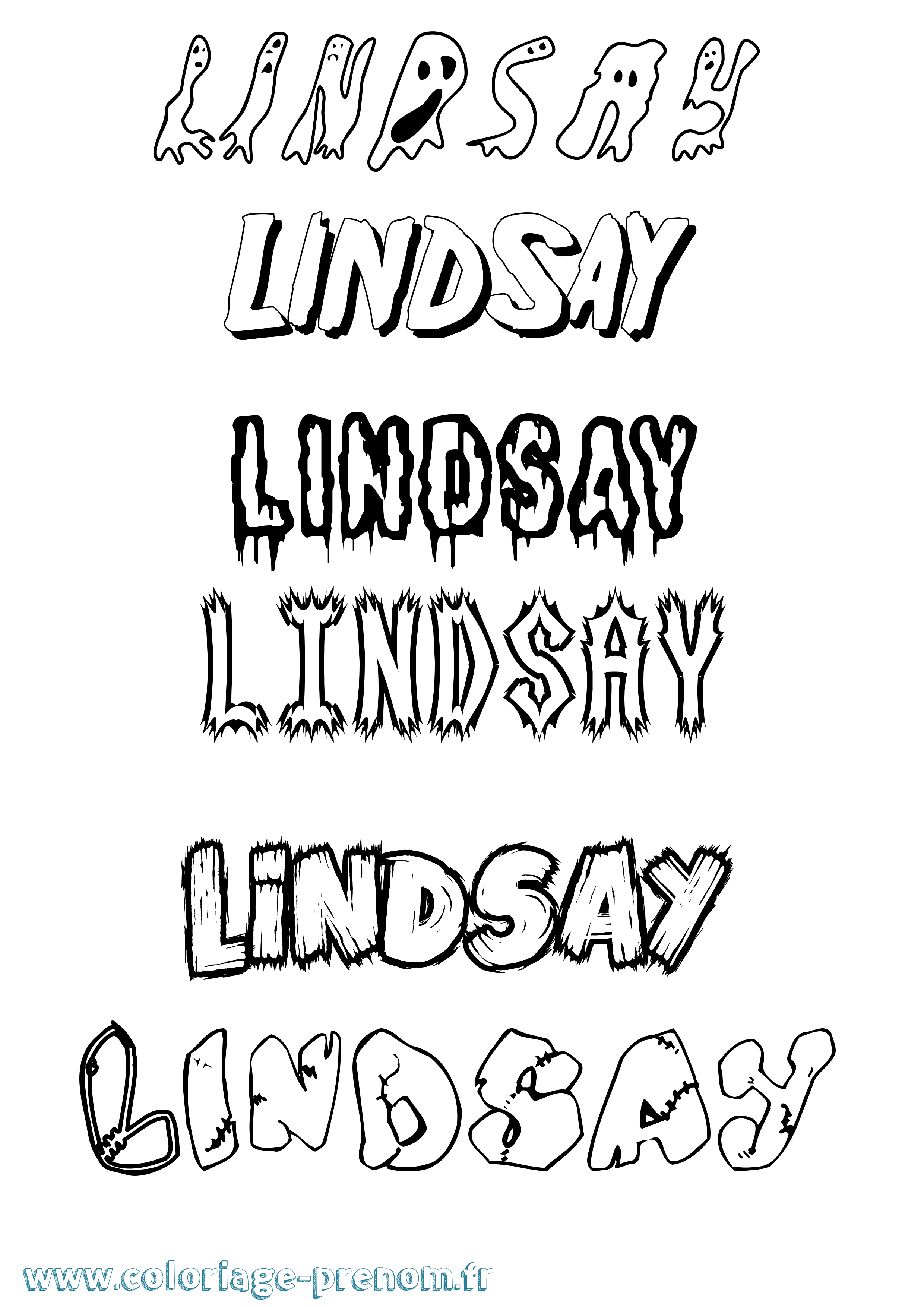 Coloriage prénom Lindsay Frisson