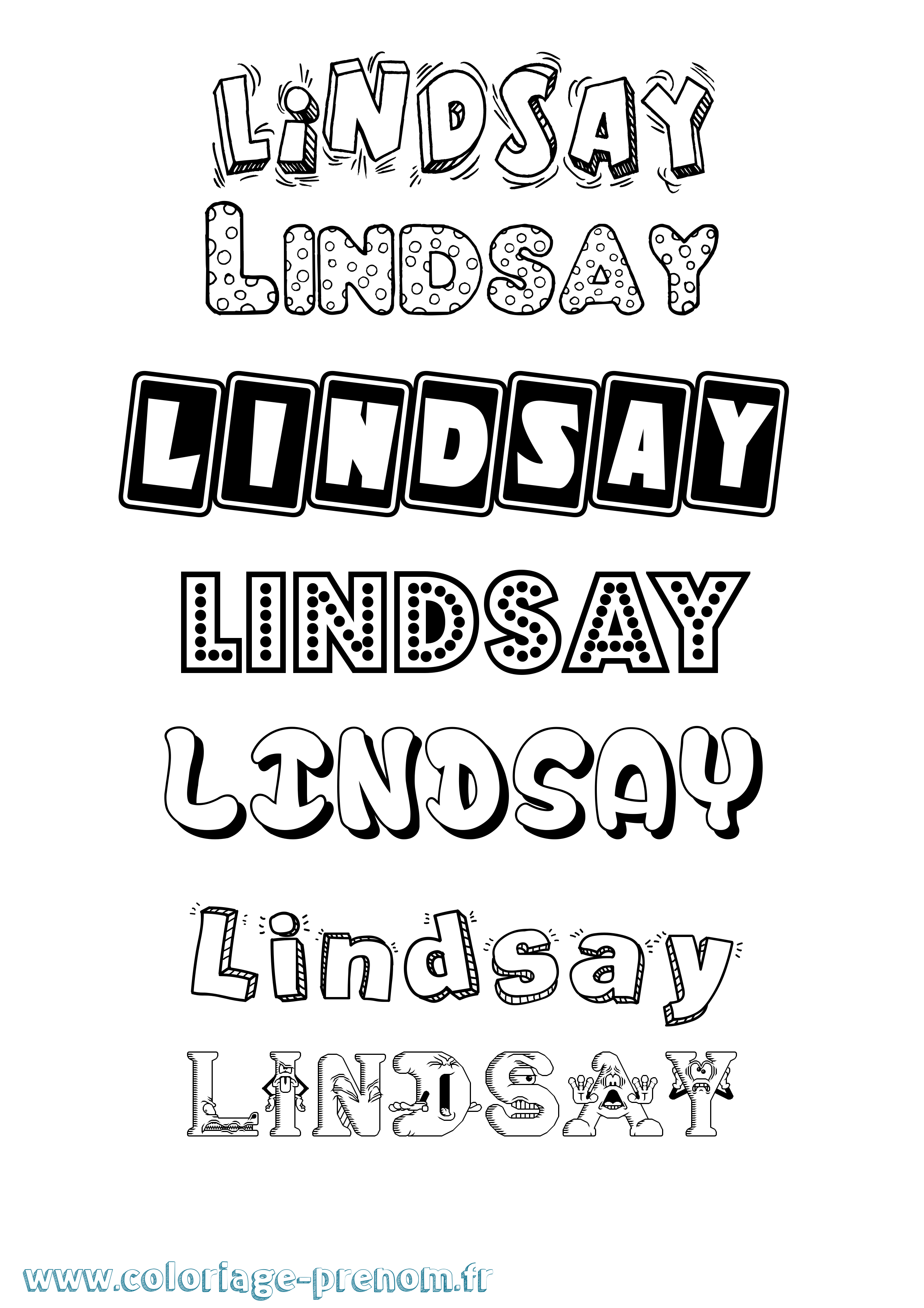 Coloriage prénom Lindsay Fun