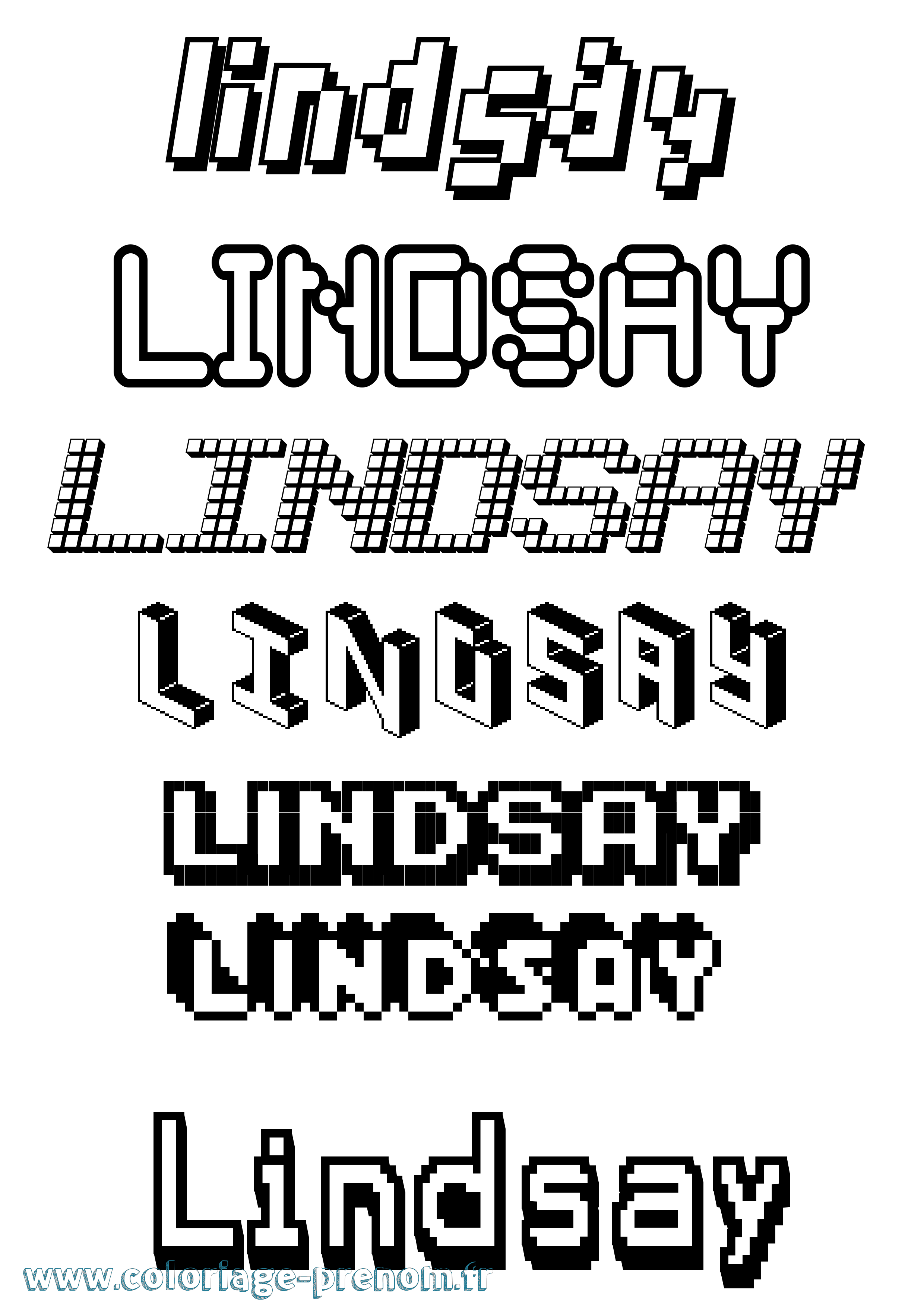 Coloriage prénom Lindsay Pixel