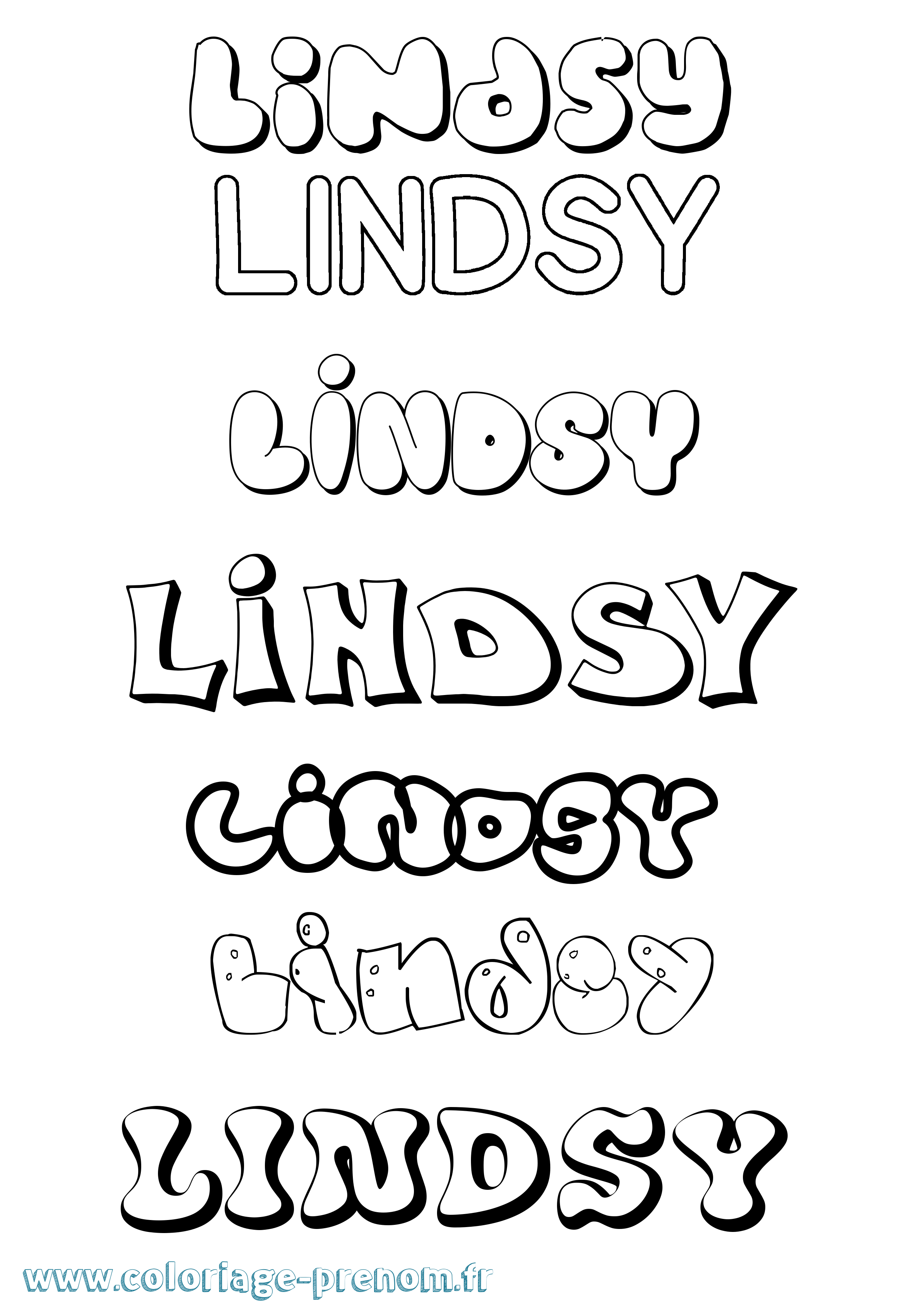 Coloriage Lindsy Bubble Coloriage prénom Lindsy Bubble